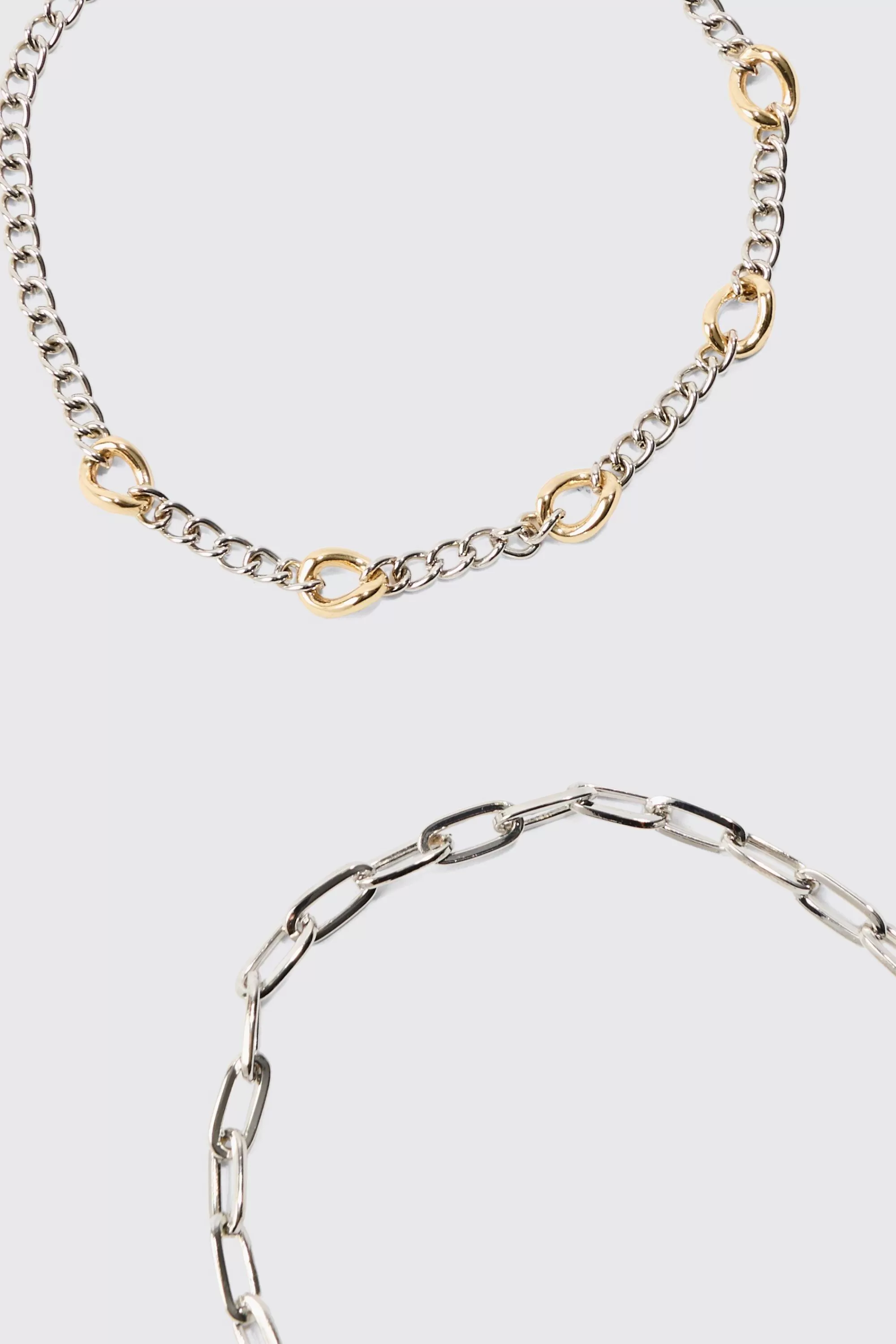 boohooMAN 2 Pack Mix Metal Bracelets | UK