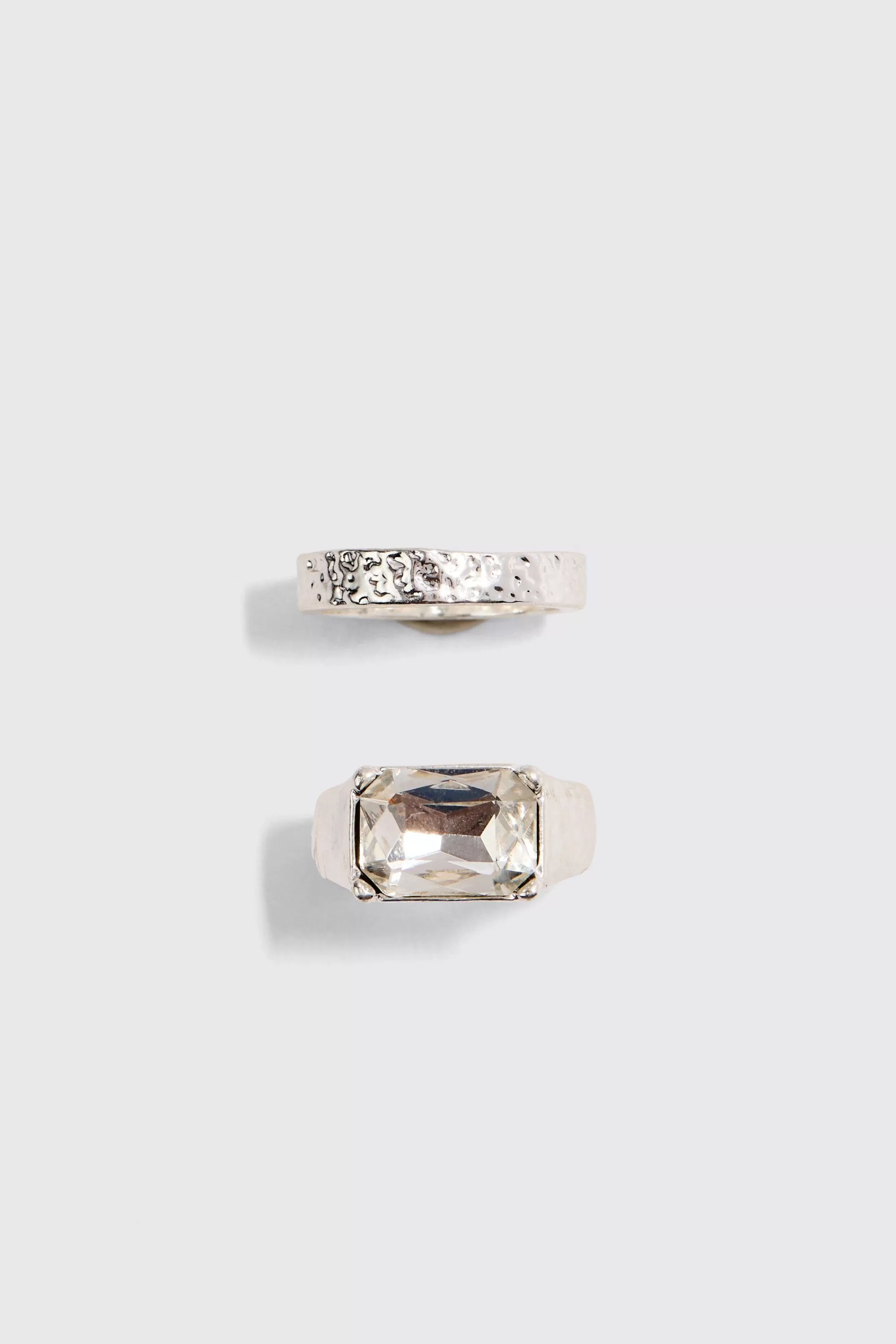 boohooMAN 2 Pack Mixed Stone Signet Rings In | UK