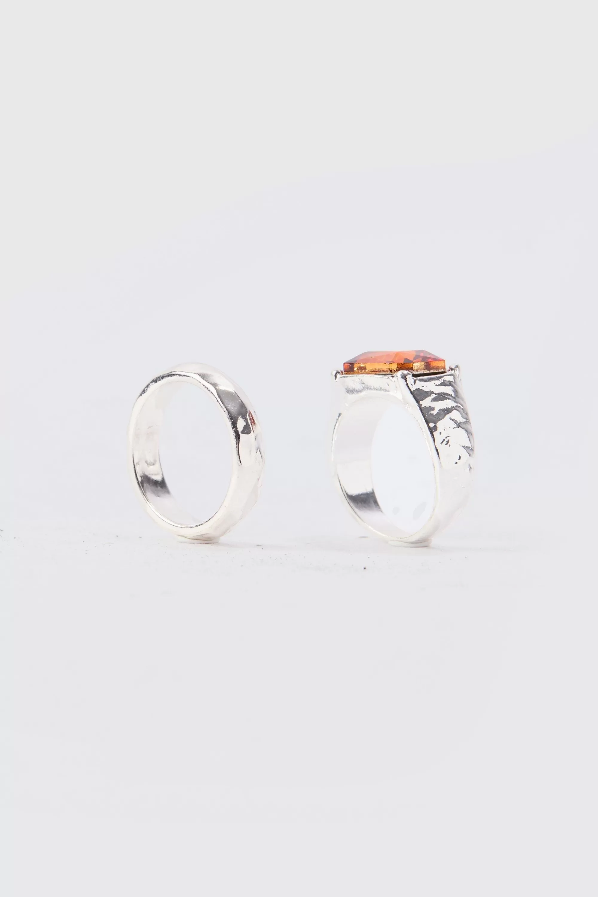 boohooMAN 2 Pack Stone Rings In | UK