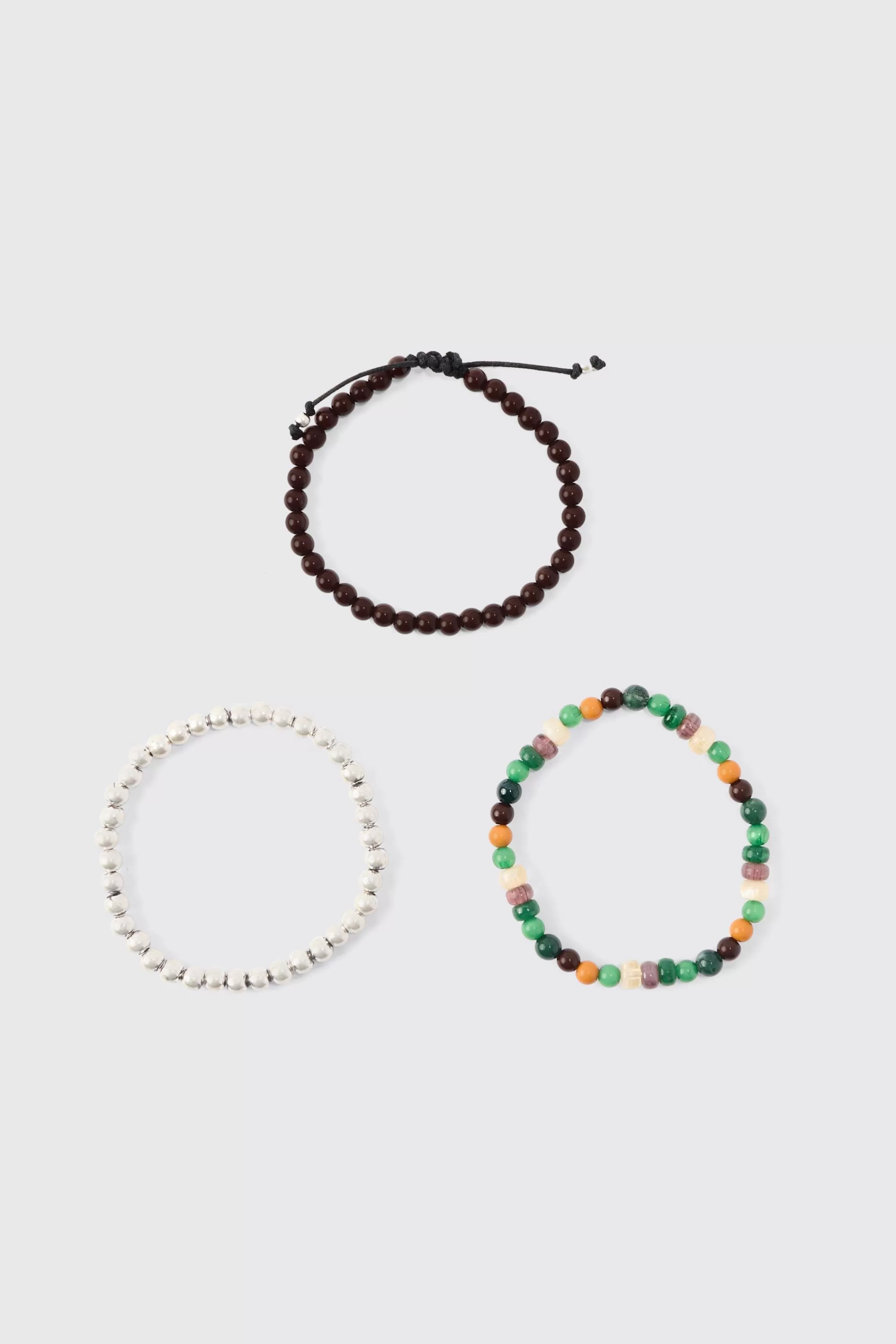 boohooMAN 3 Pack Beaded Bracelets | UK