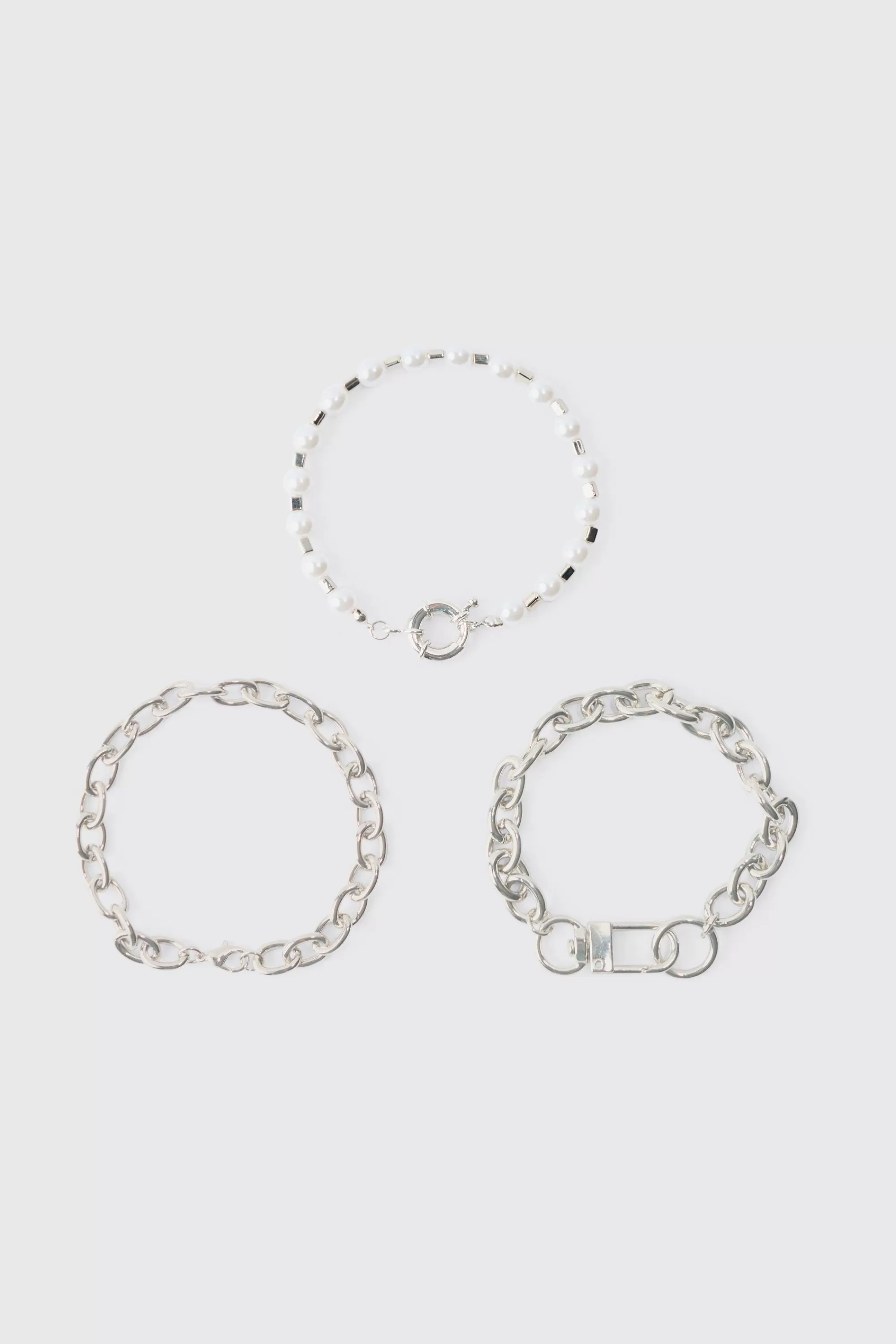 boohooMAN 3 Pack Chain Bracelets | UK