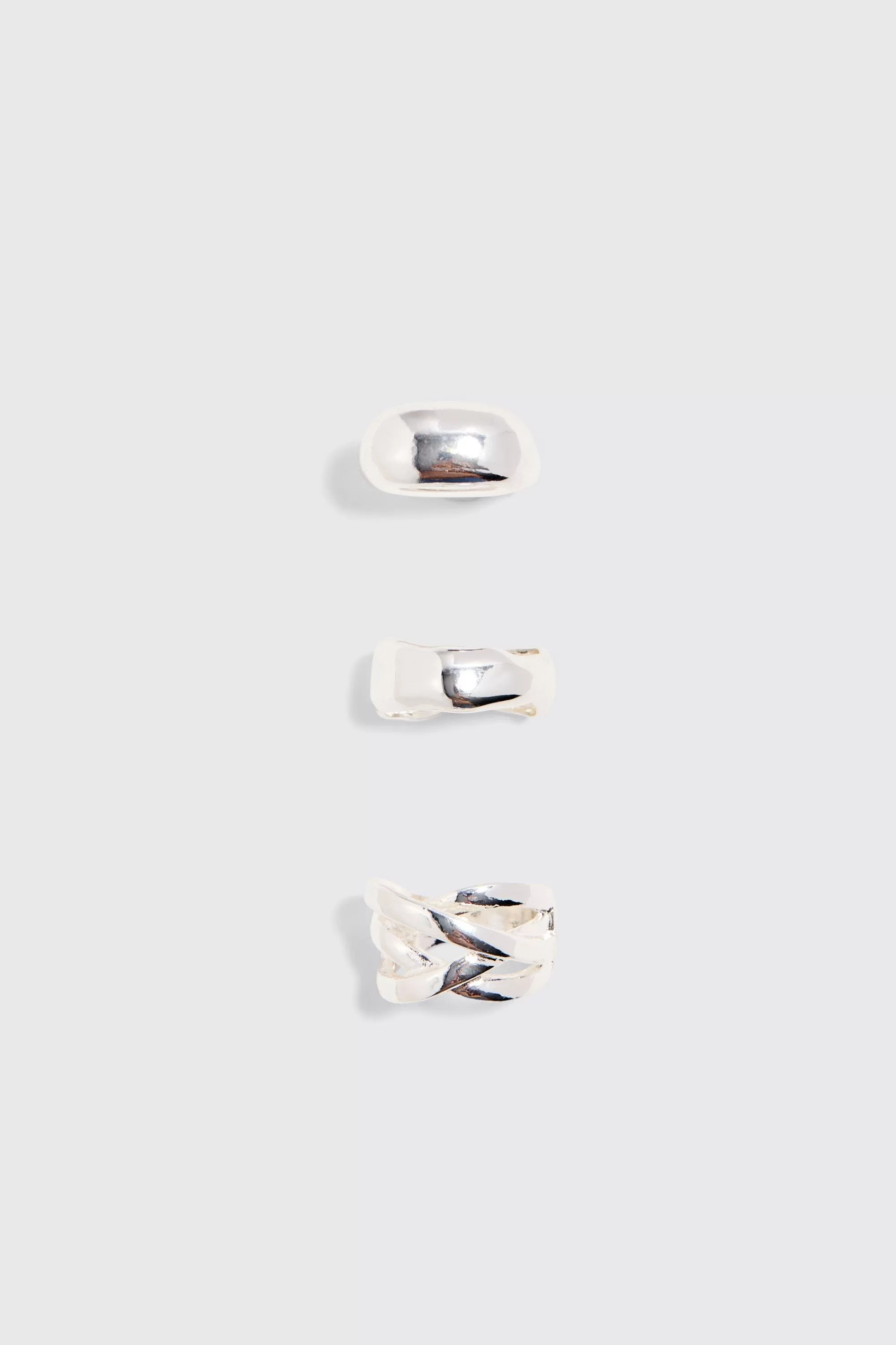 boohooMAN 3 Pack Chunky Rings In | UK