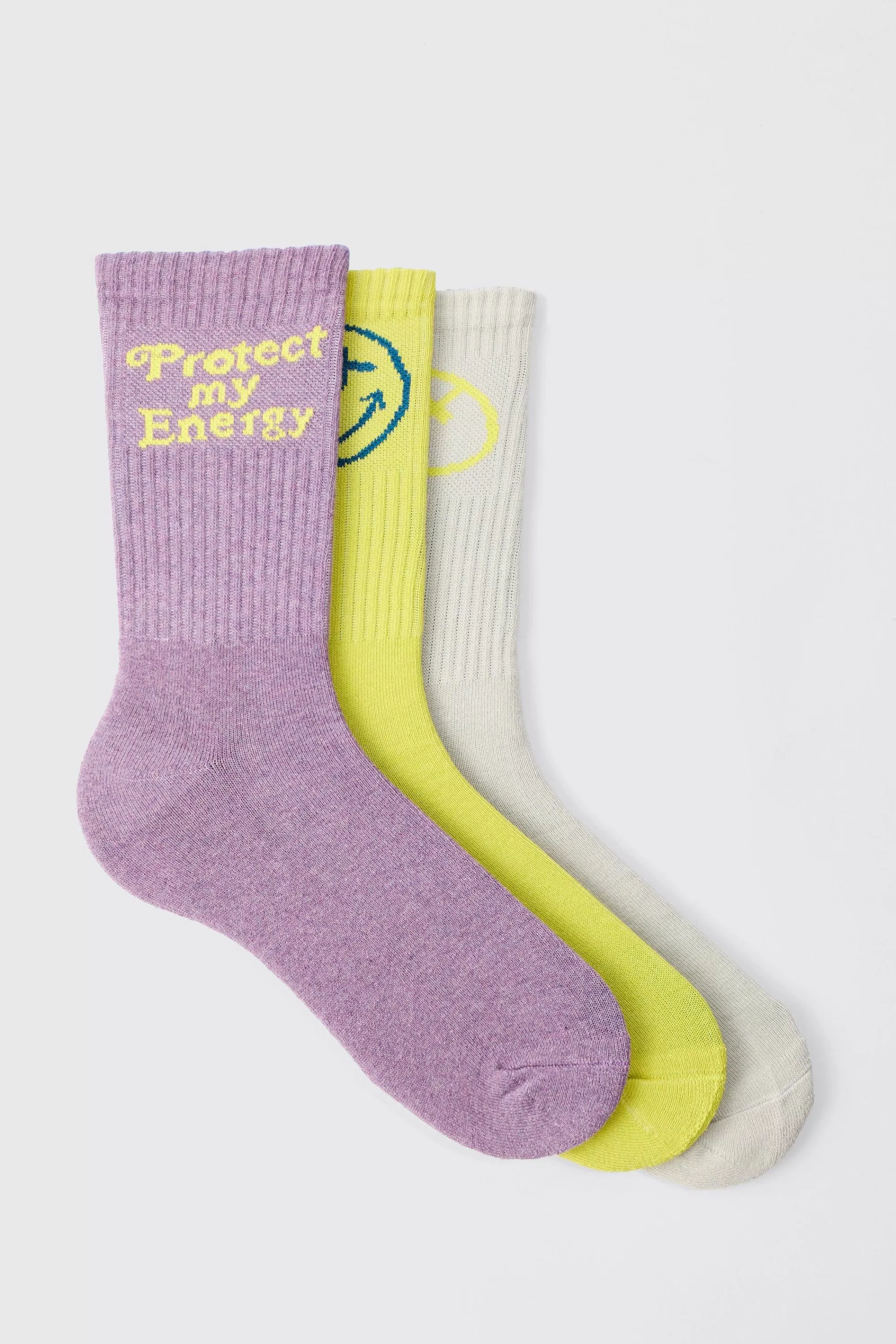boohooMAN 3 Pack Graphic Socks | UK