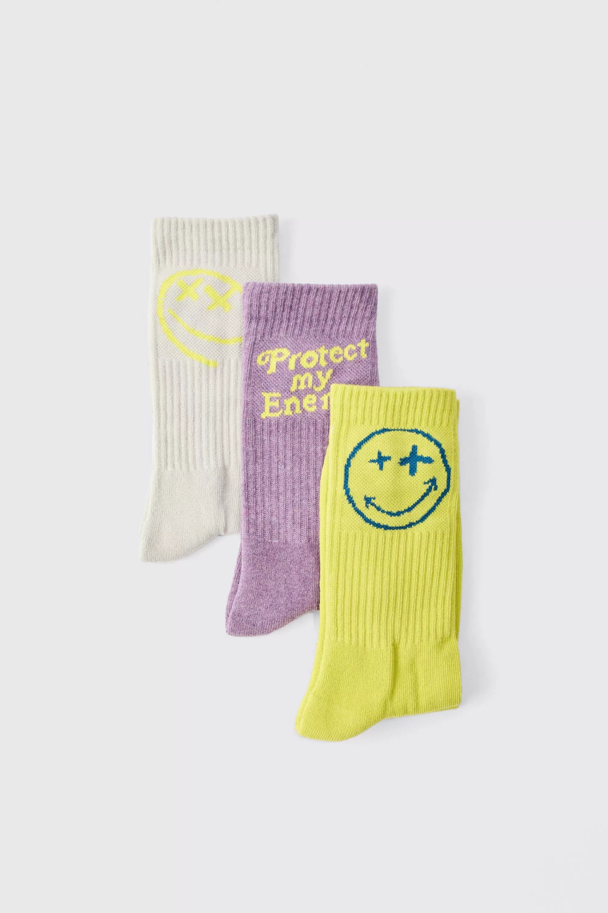 boohooMAN 3 Pack Graphic Socks | UK