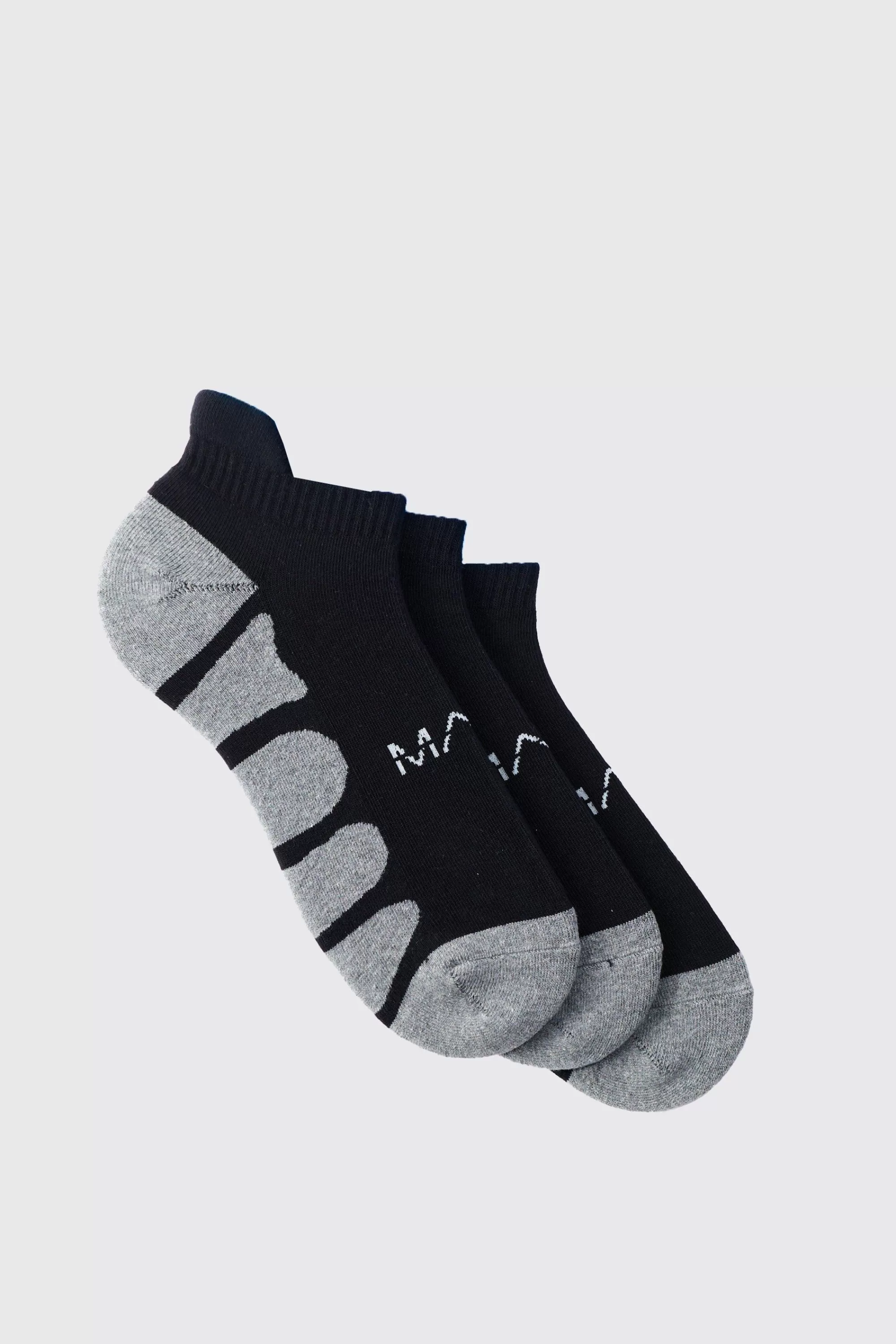 boohooMAN 3 Pack Man Active Gym Cushioned Trainer Sock | UK