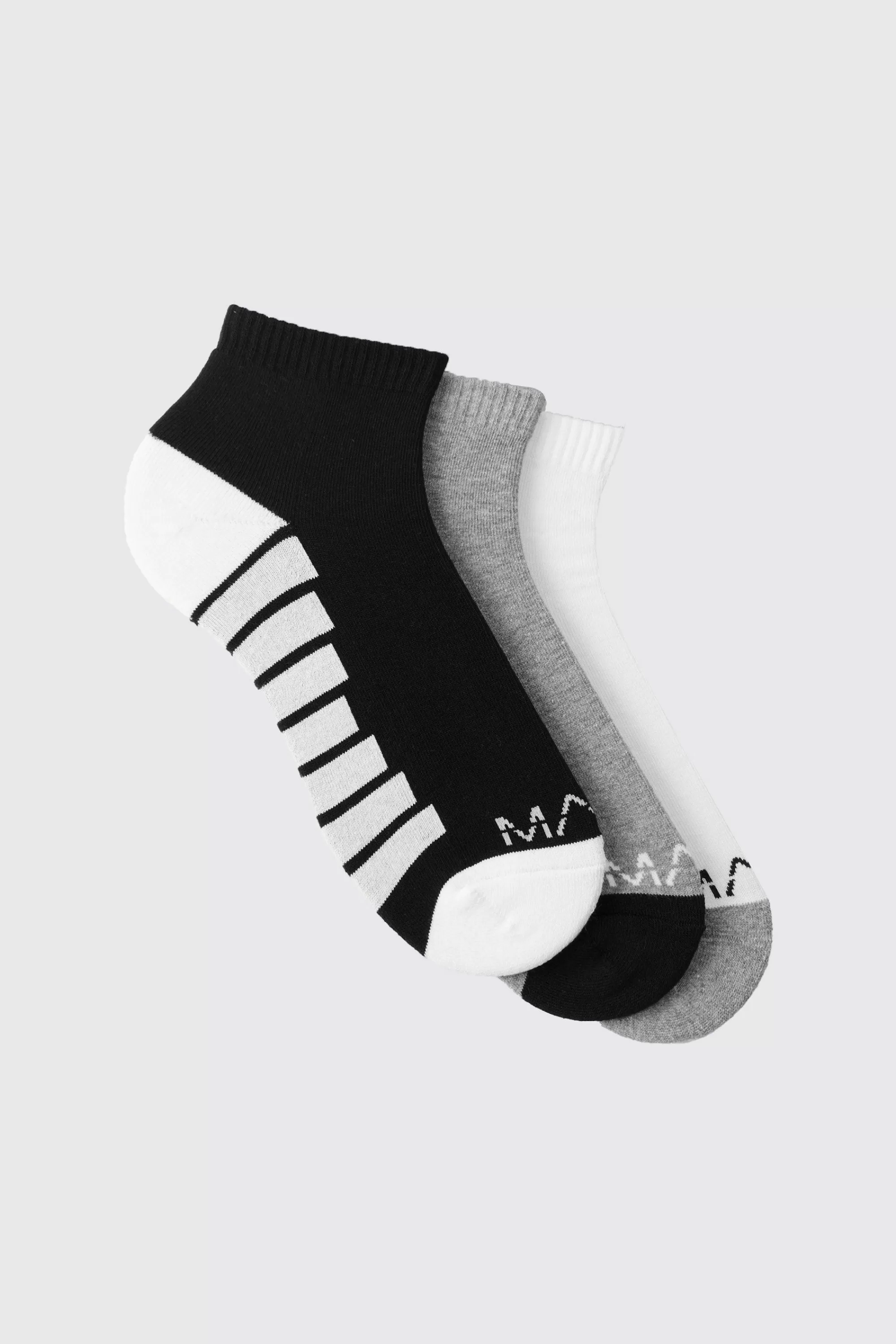 boohooMAN 3 Pack Man Dash Activewear Ankle Socks | UK