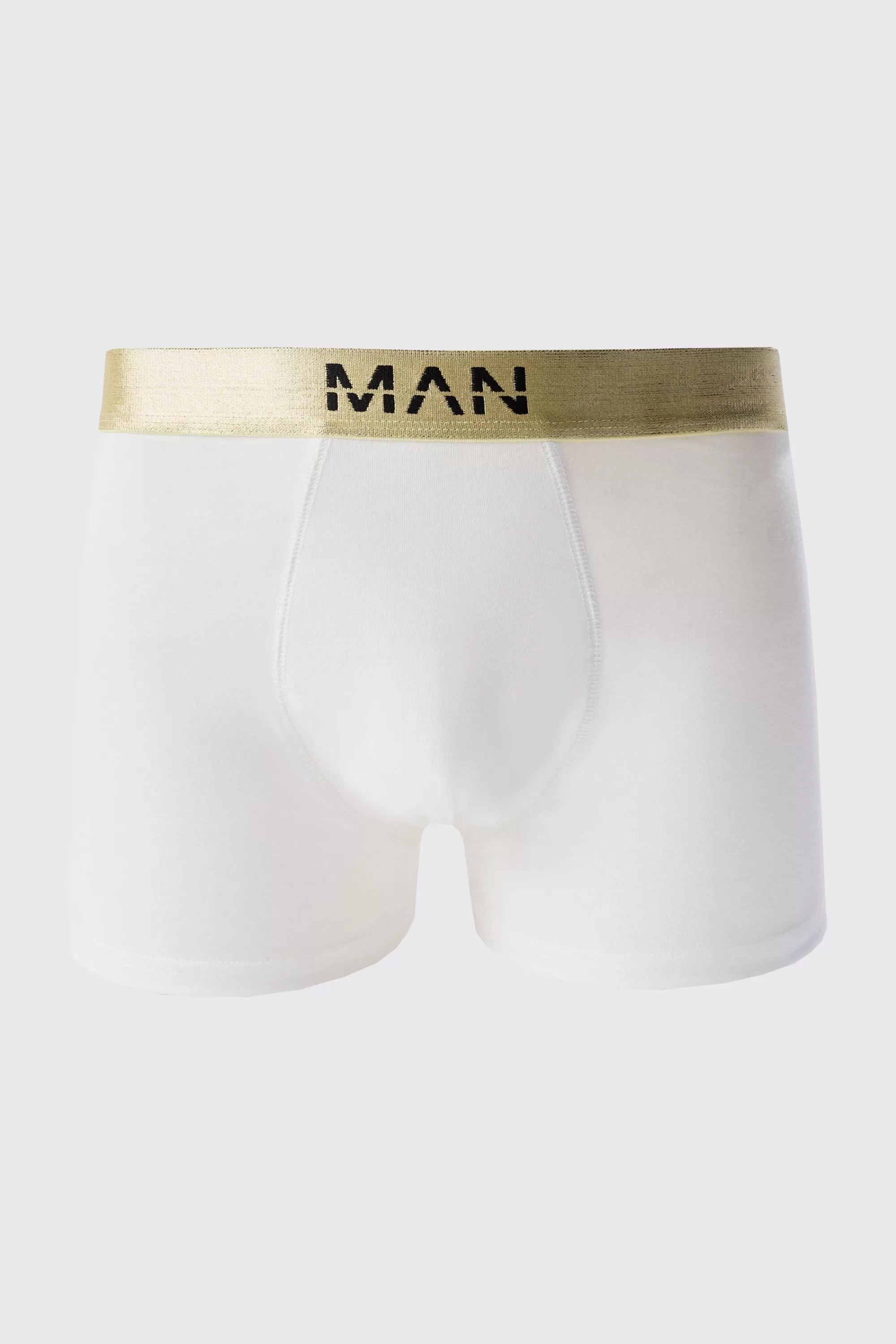 boohooMAN 3 Pack Man Dash Gold Waistband Boxers In | UK