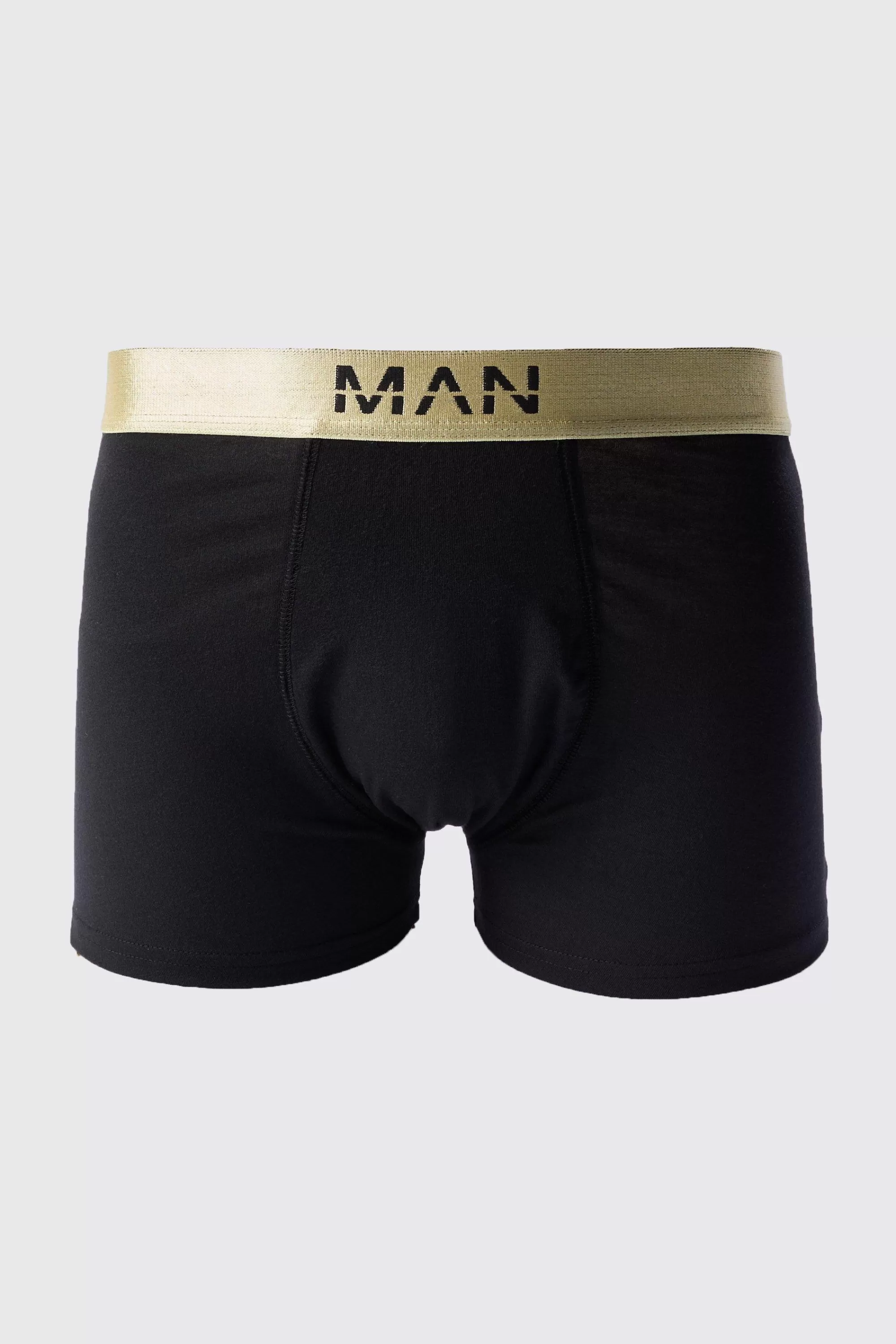 boohooMAN 3 Pack Man Dash Gold Waistband Boxers In | UK