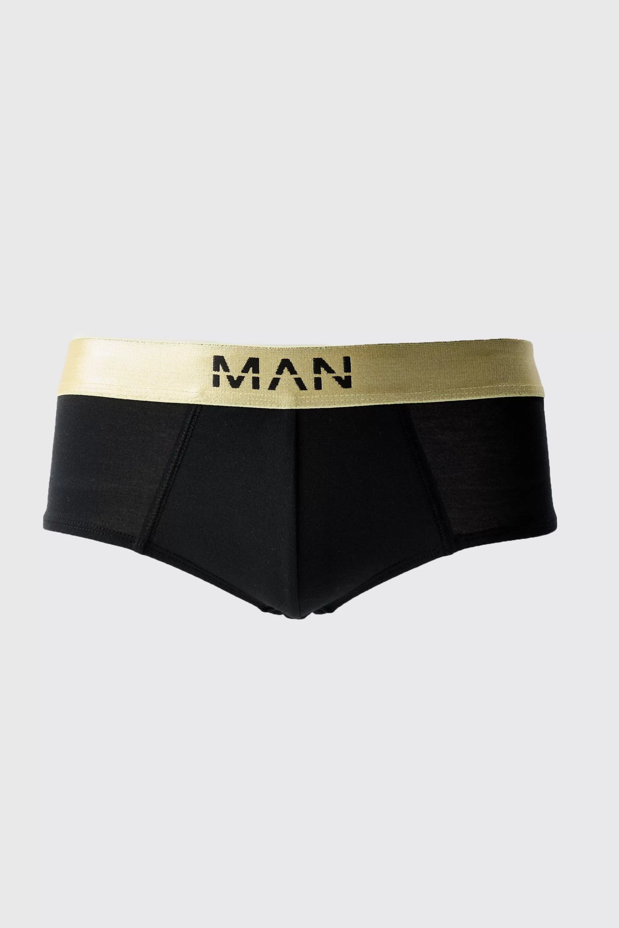 boohooMAN 3 Pack Man Dash Gold Waistband Briefs | UK