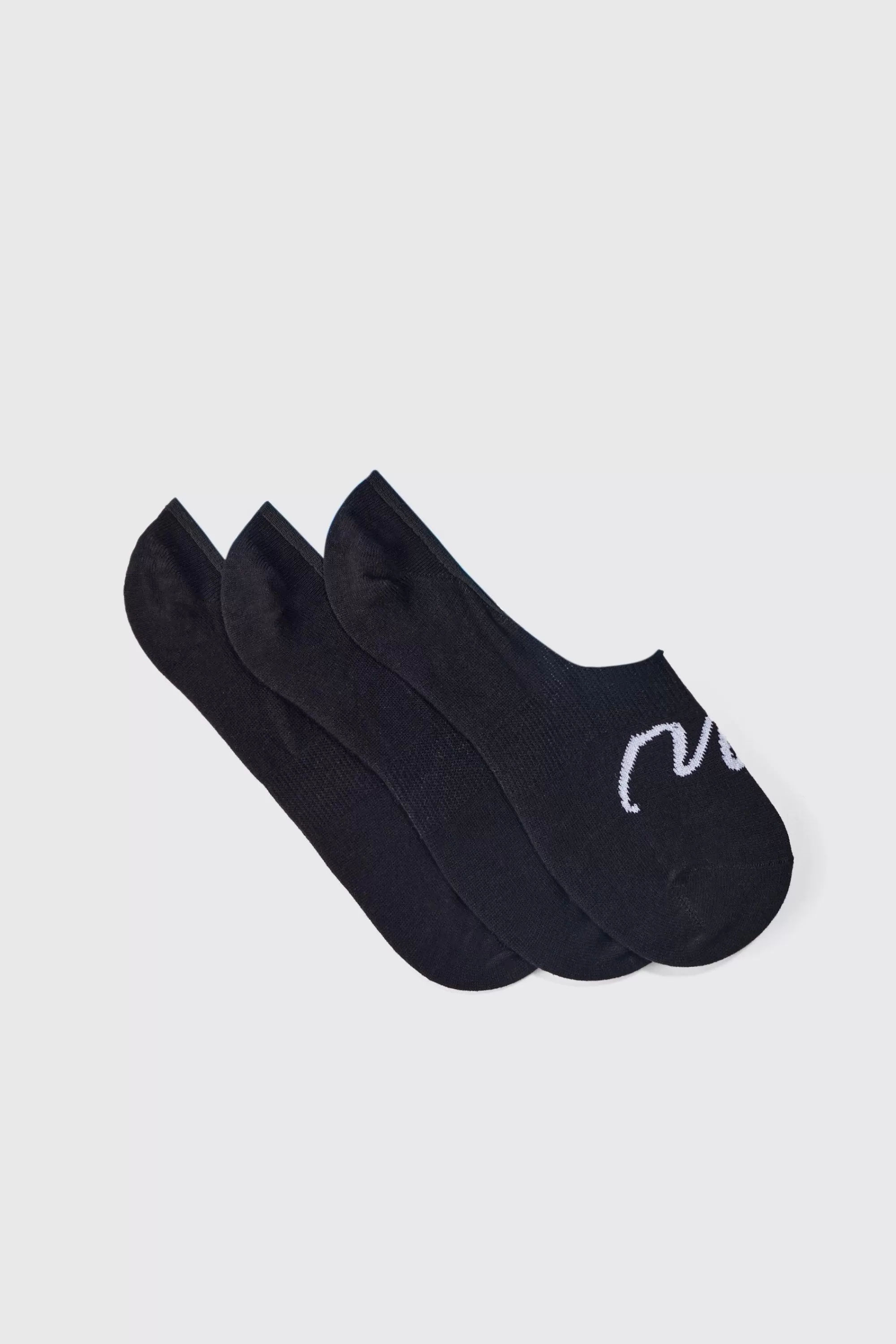 boohooMAN 3 Pack Man Signature Invisible Socks | UK