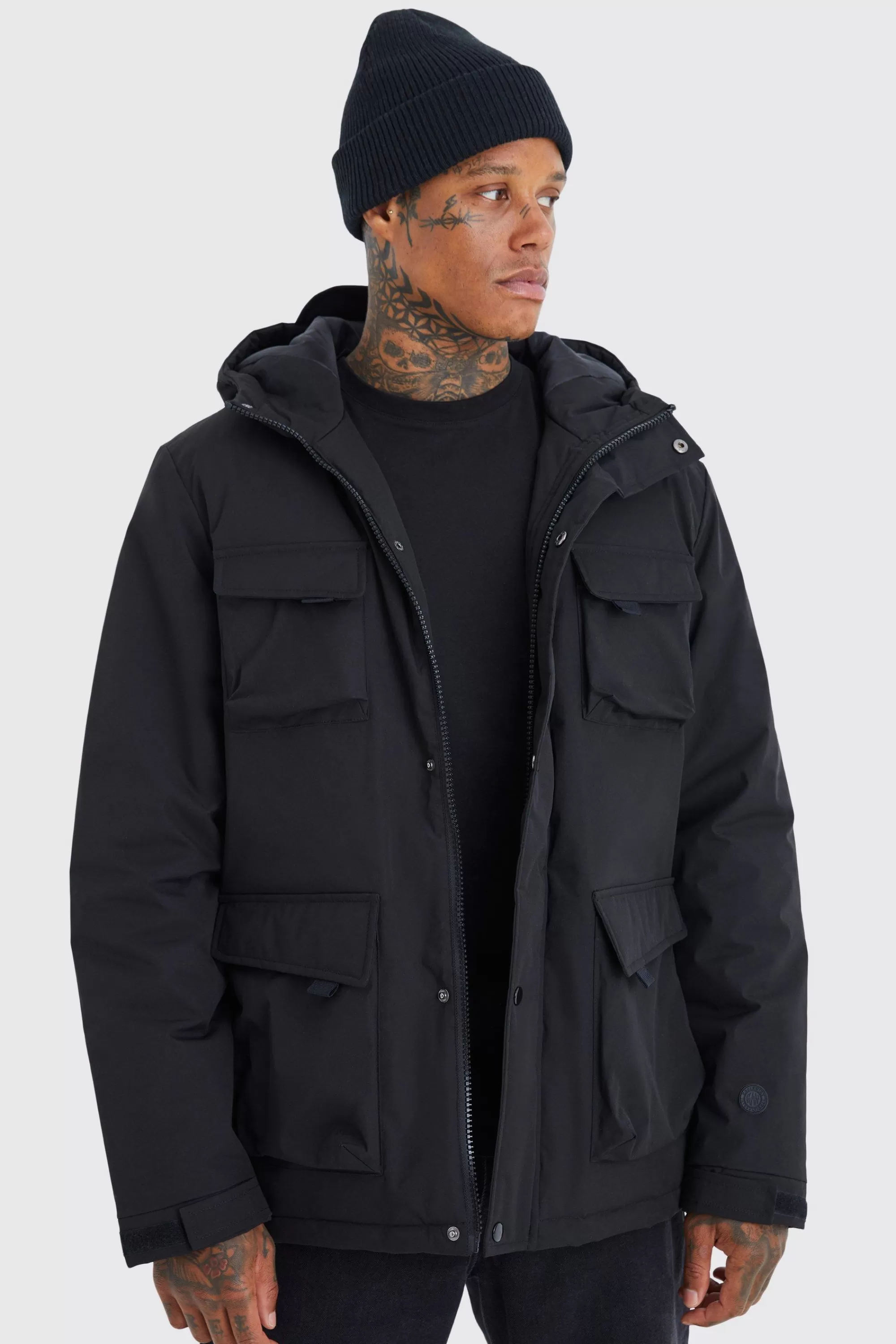 boohooMAN 3d Pocket Smart Parka | UK