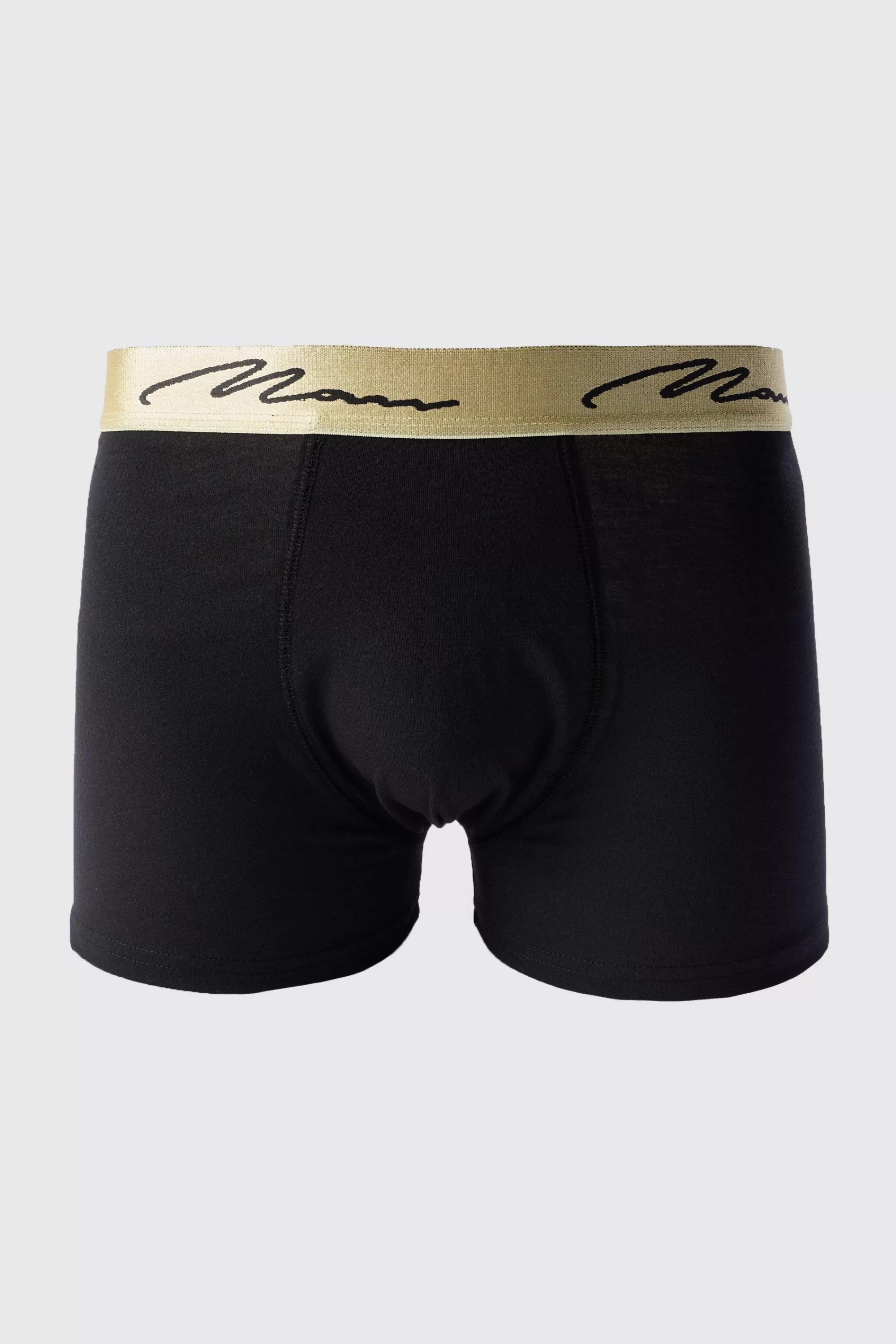 boohooMAN 5 Pack Man Signature Gold Waistband Boxers In | UK
