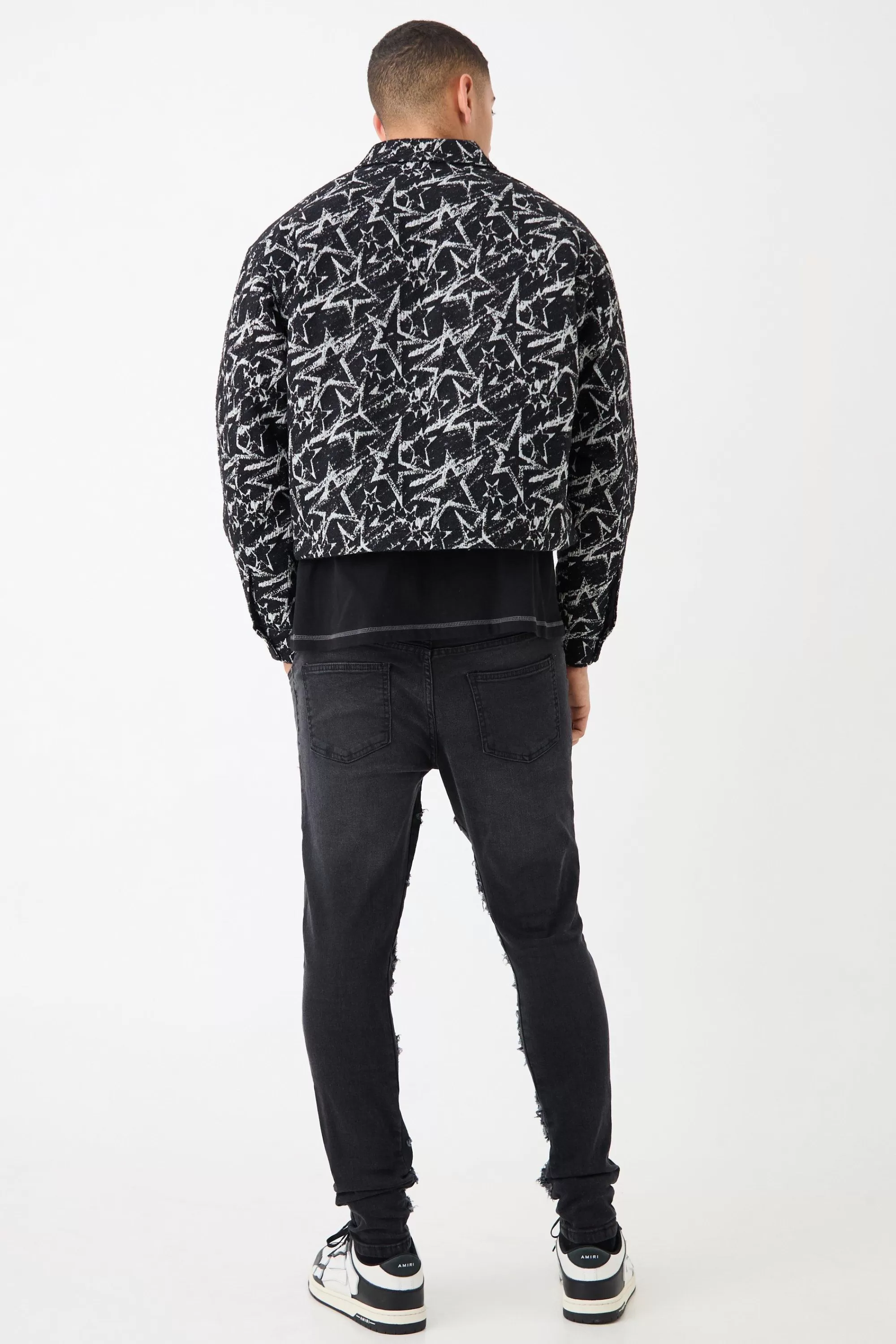 boohooMAN Abstract Patterned Boxy Jacket | UK