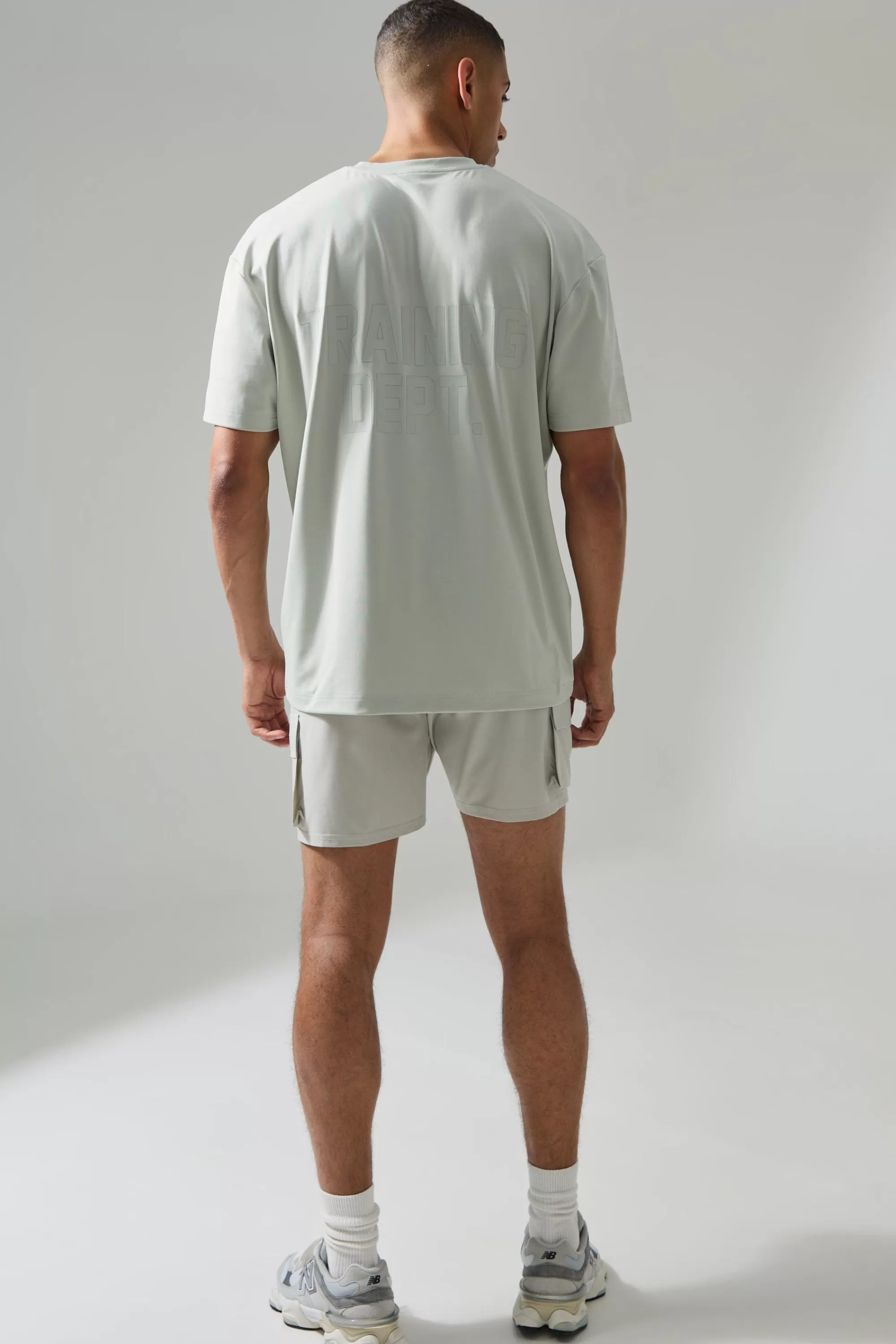 boohooMAN Active Training Dept Oversized T-shirt And Cargo Short Set | UK