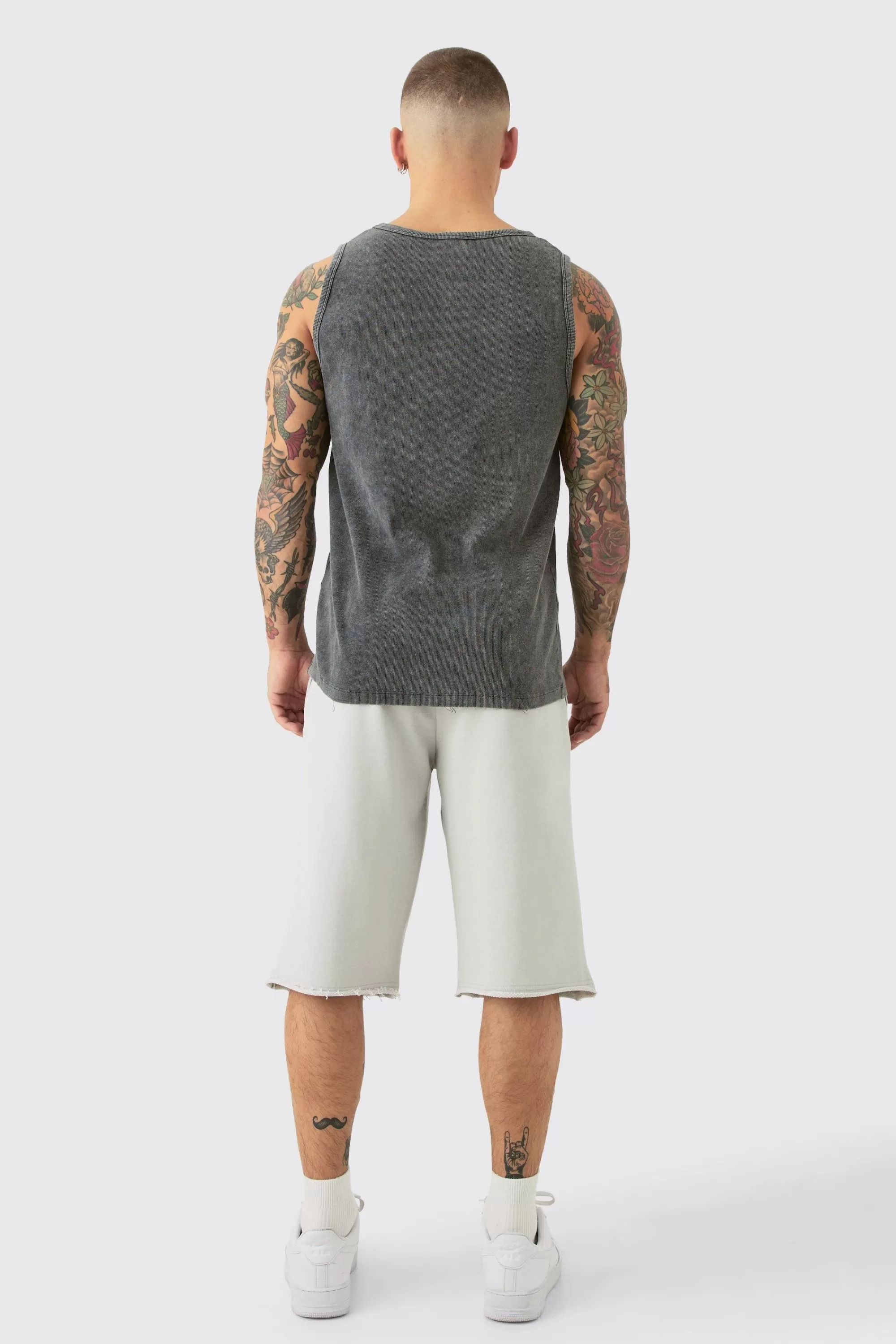 boohooMAN Baggy Carpenter Panel Frayed Edge Applique Jorts | UK