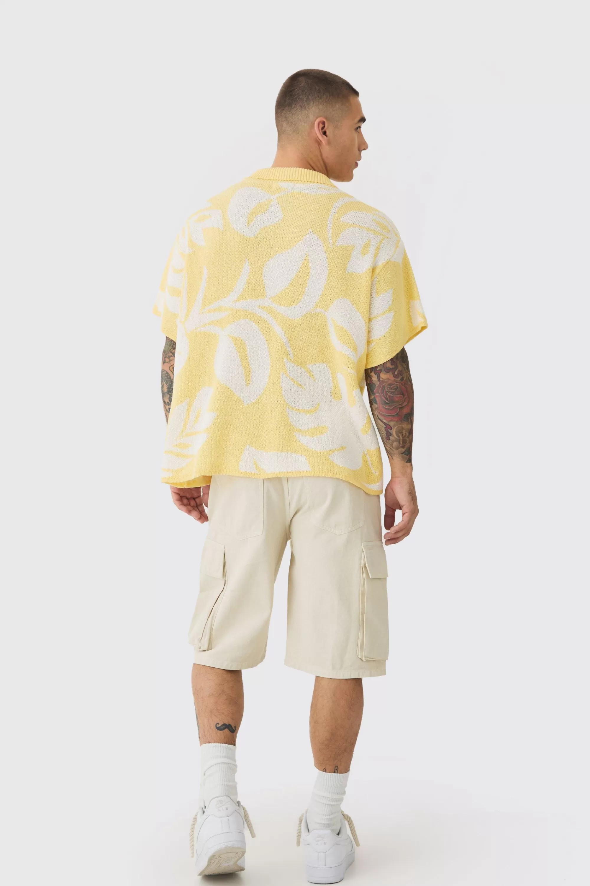boohooMAN Baggy Fit Elasticated Waist Extended Drawcord Cargo Shorts | UK
