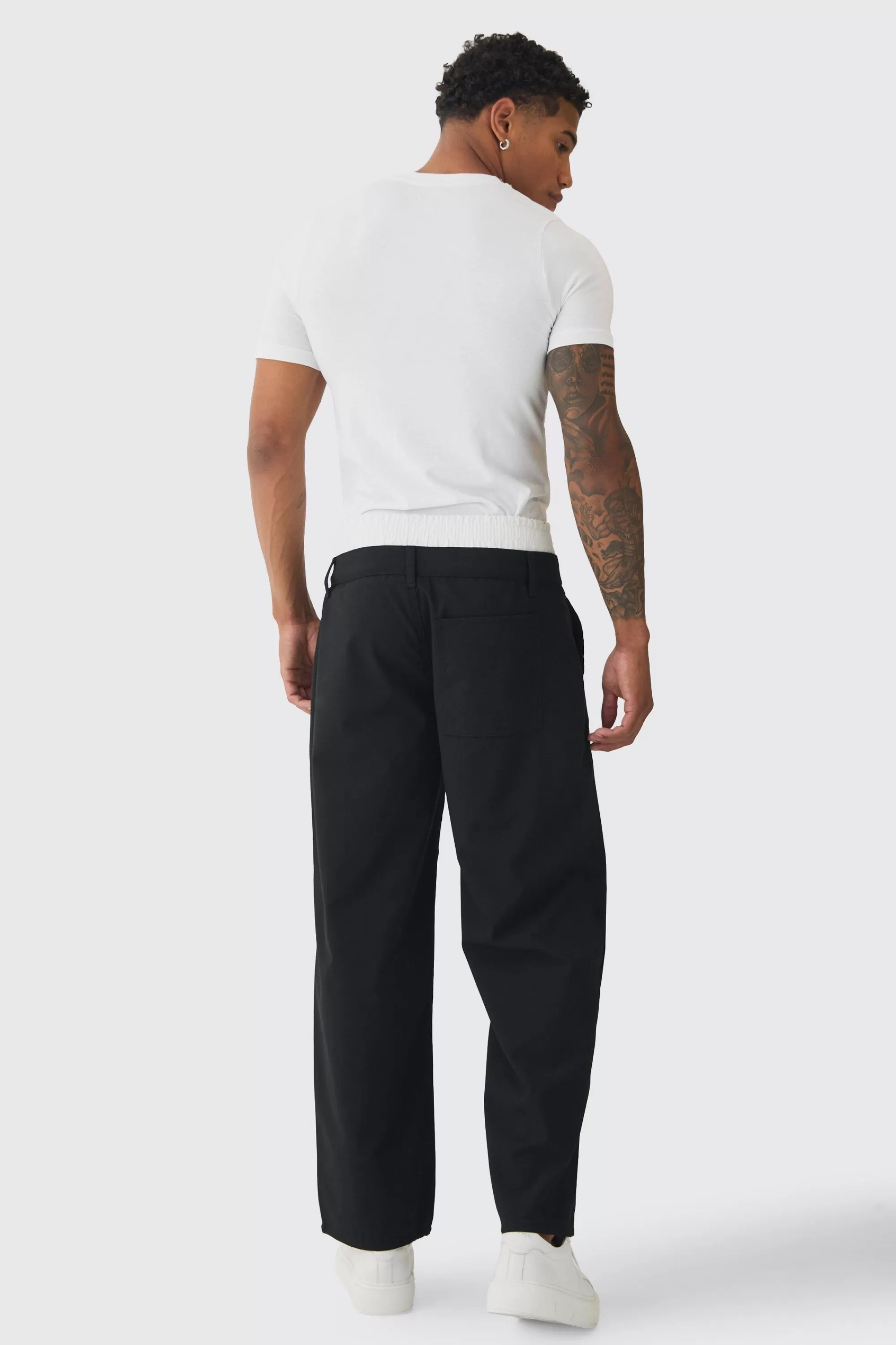 boohooMAN Baggy Fit Trouser With Boxer Double Waistband | UK