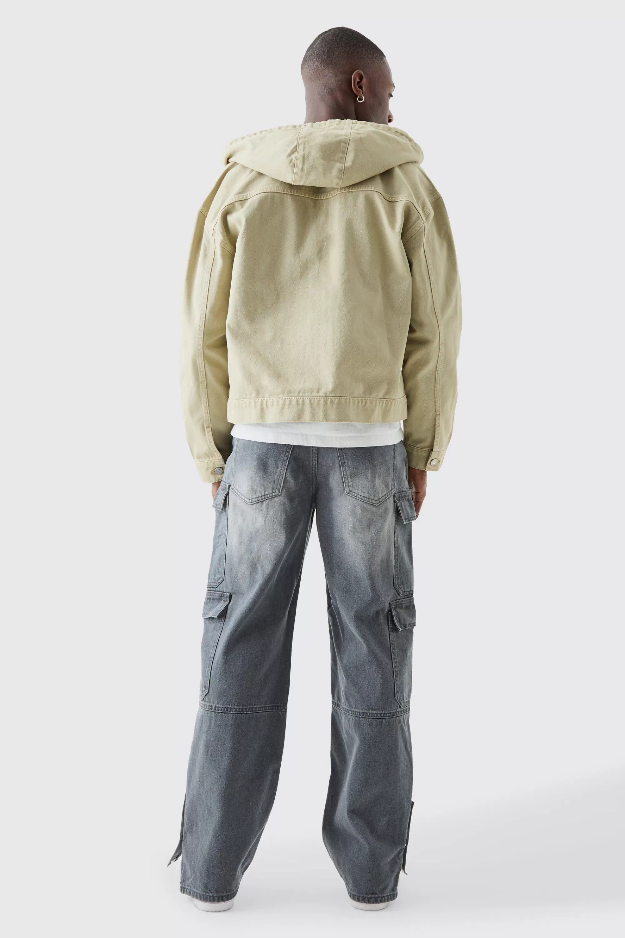 boohooMAN Baggy Rigid Bm Applique Multi Pocket Cargo Jeans In | UK