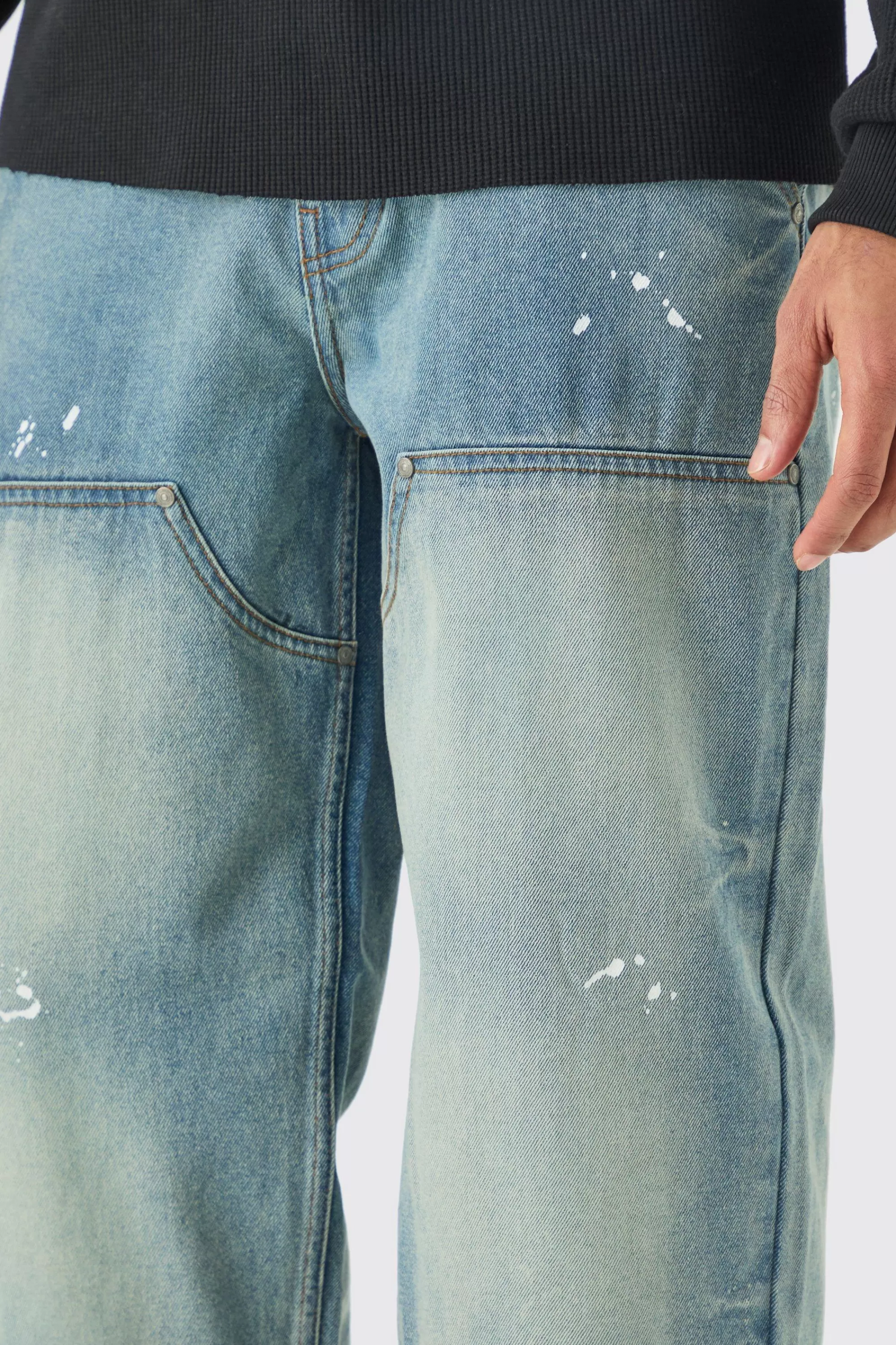 boohooMAN Baggy Rigid Carpenter Jeans | UK