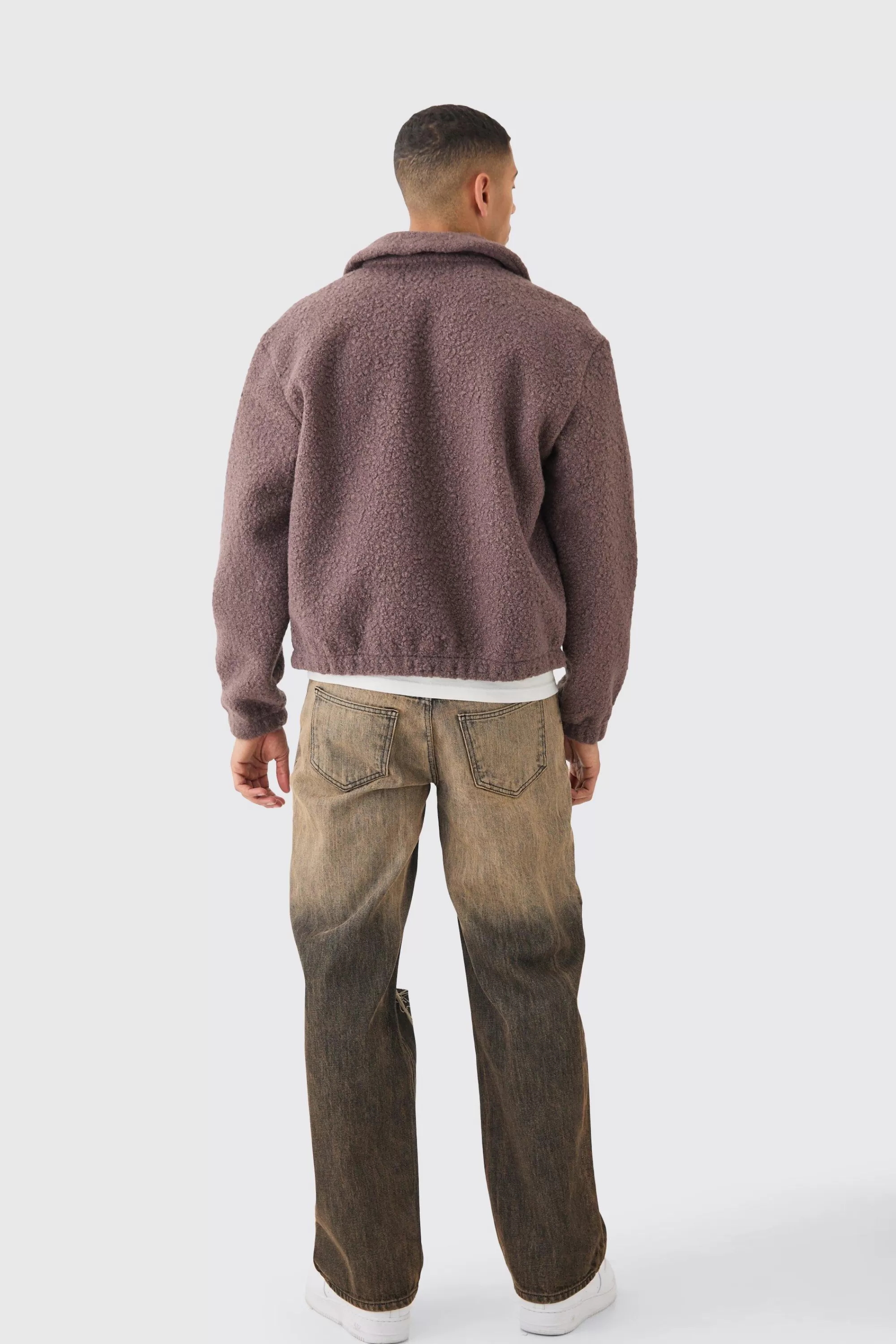 boohooMAN Baggy Rigid Ripped Knee Jeans In | UK