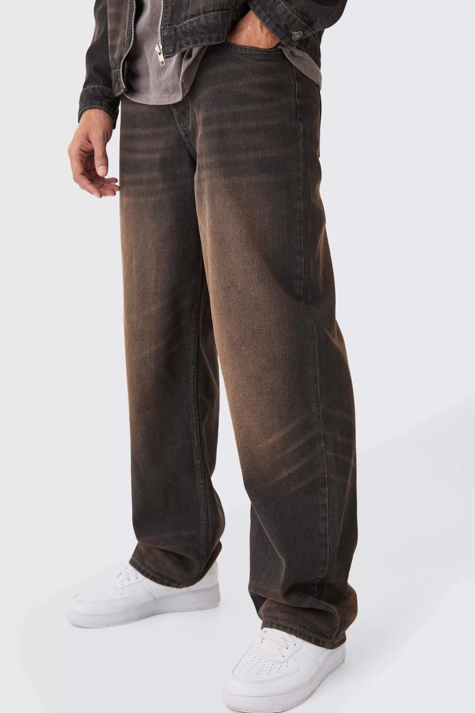 boohooMAN Baggy Rigid Washed Jeans | UK