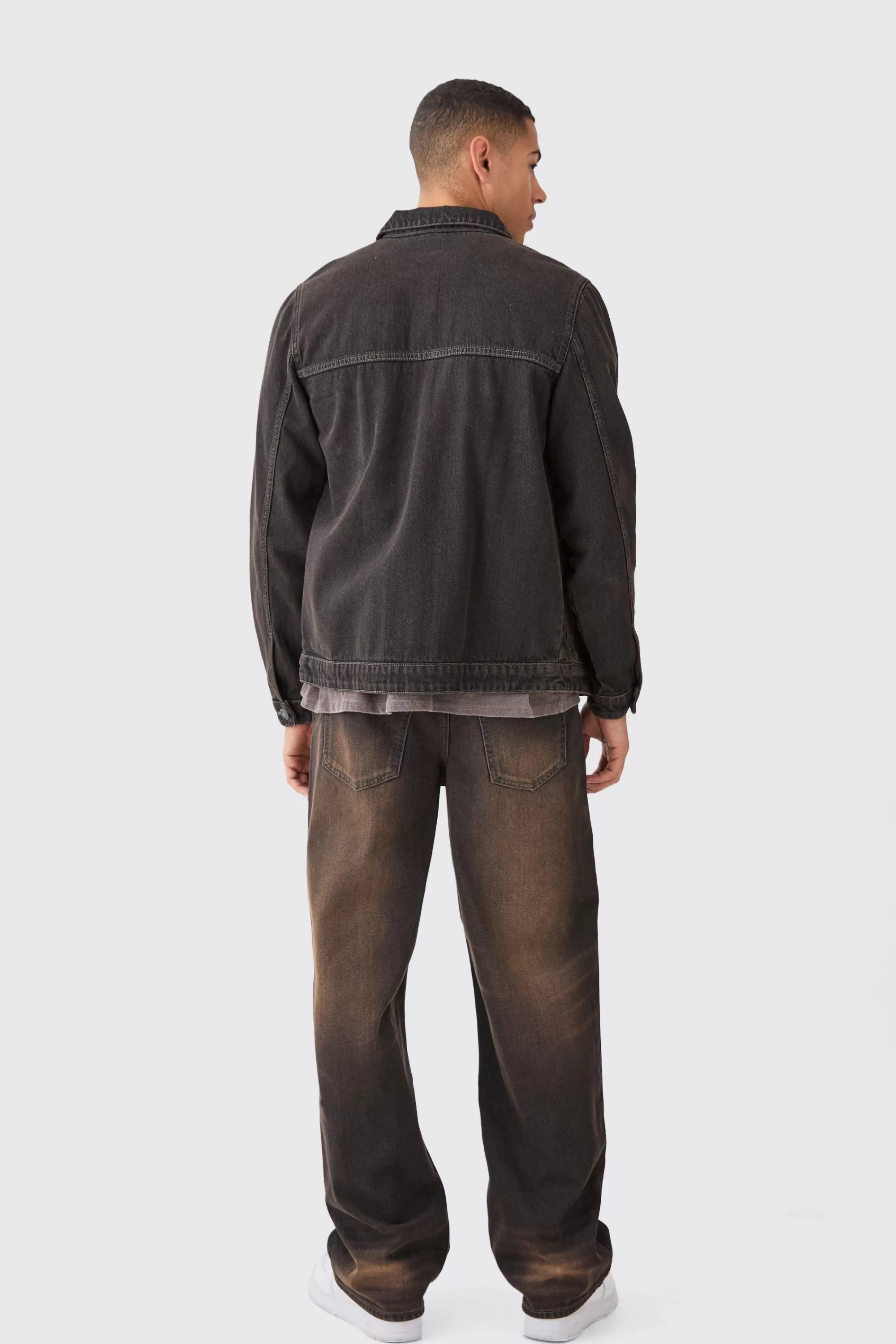 boohooMAN Baggy Rigid Washed Jeans | UK
