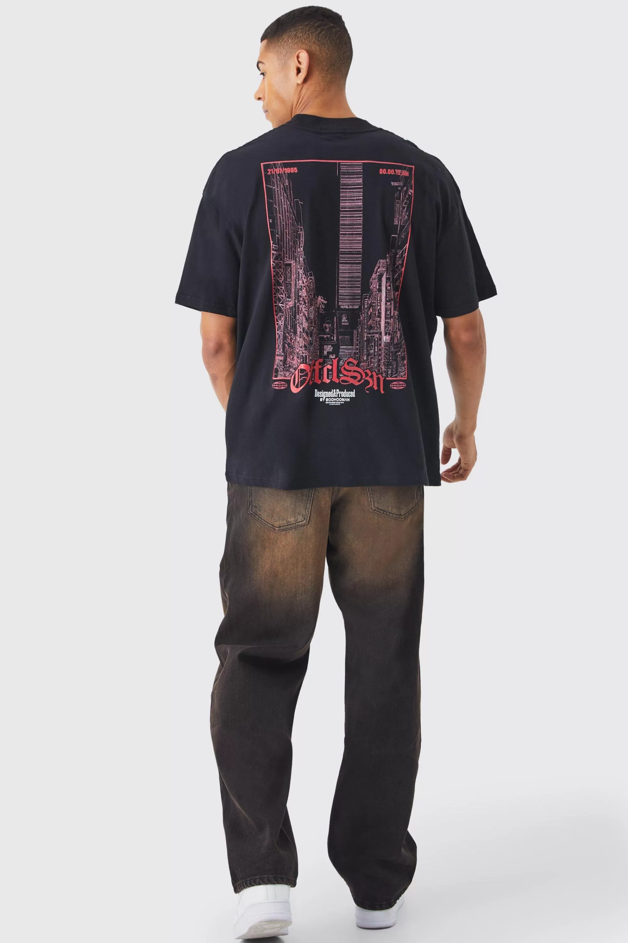 boohooMAN Baggy Rigid Washed Jeans | UK