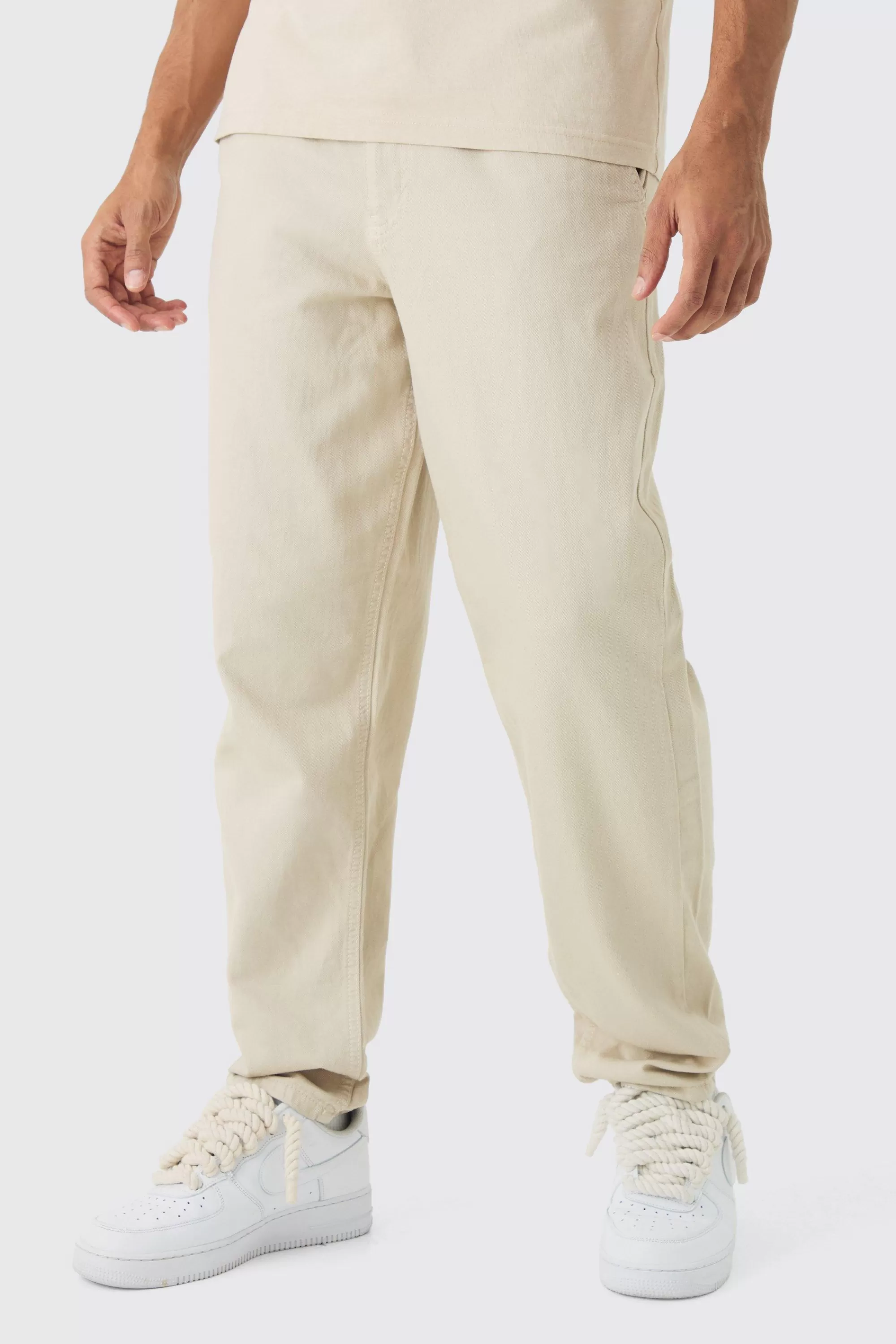 boohooMAN Baggy Tapered Chinos In | UK