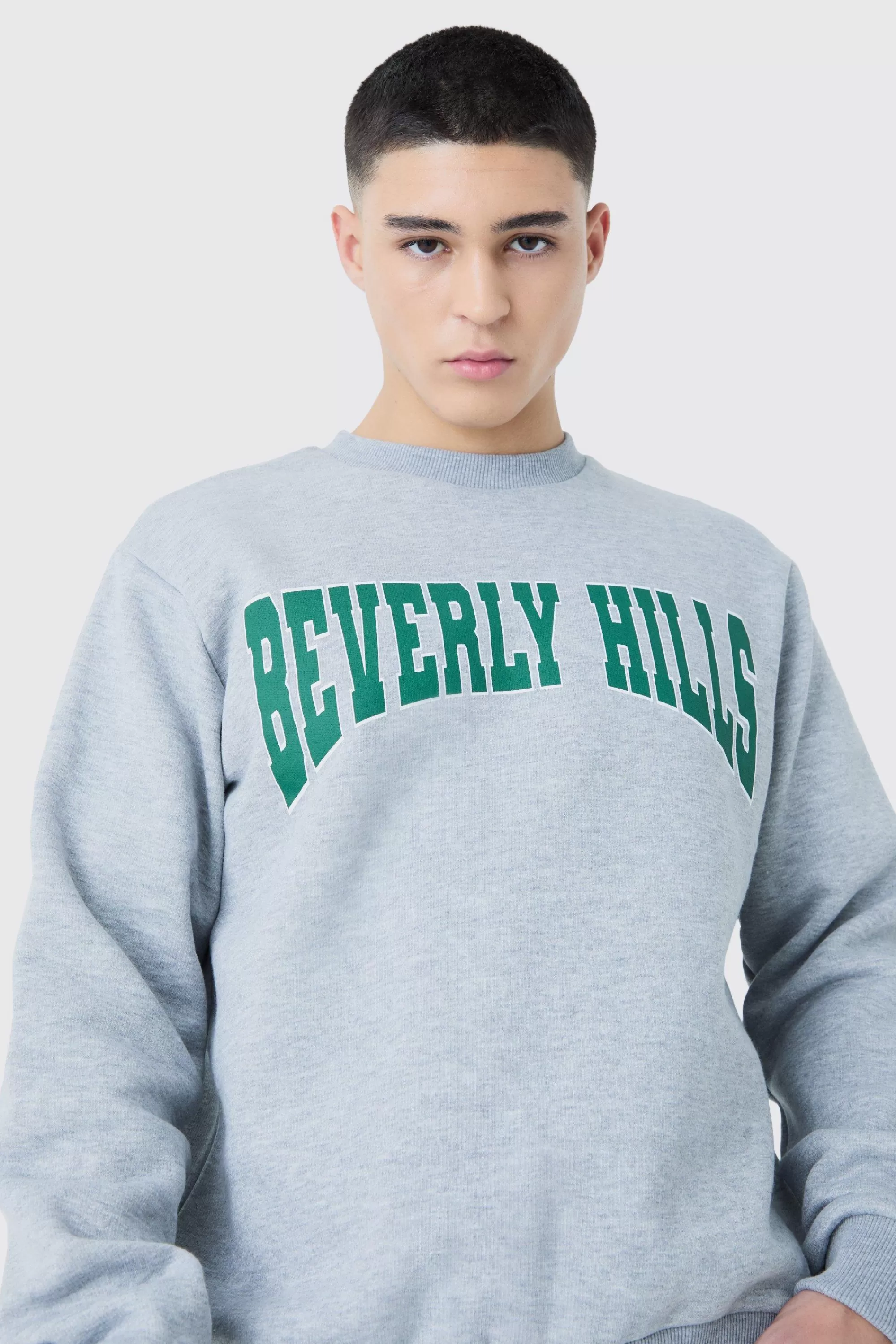 boohooMAN Beverley Hills Varsity Sweatshirt | UK