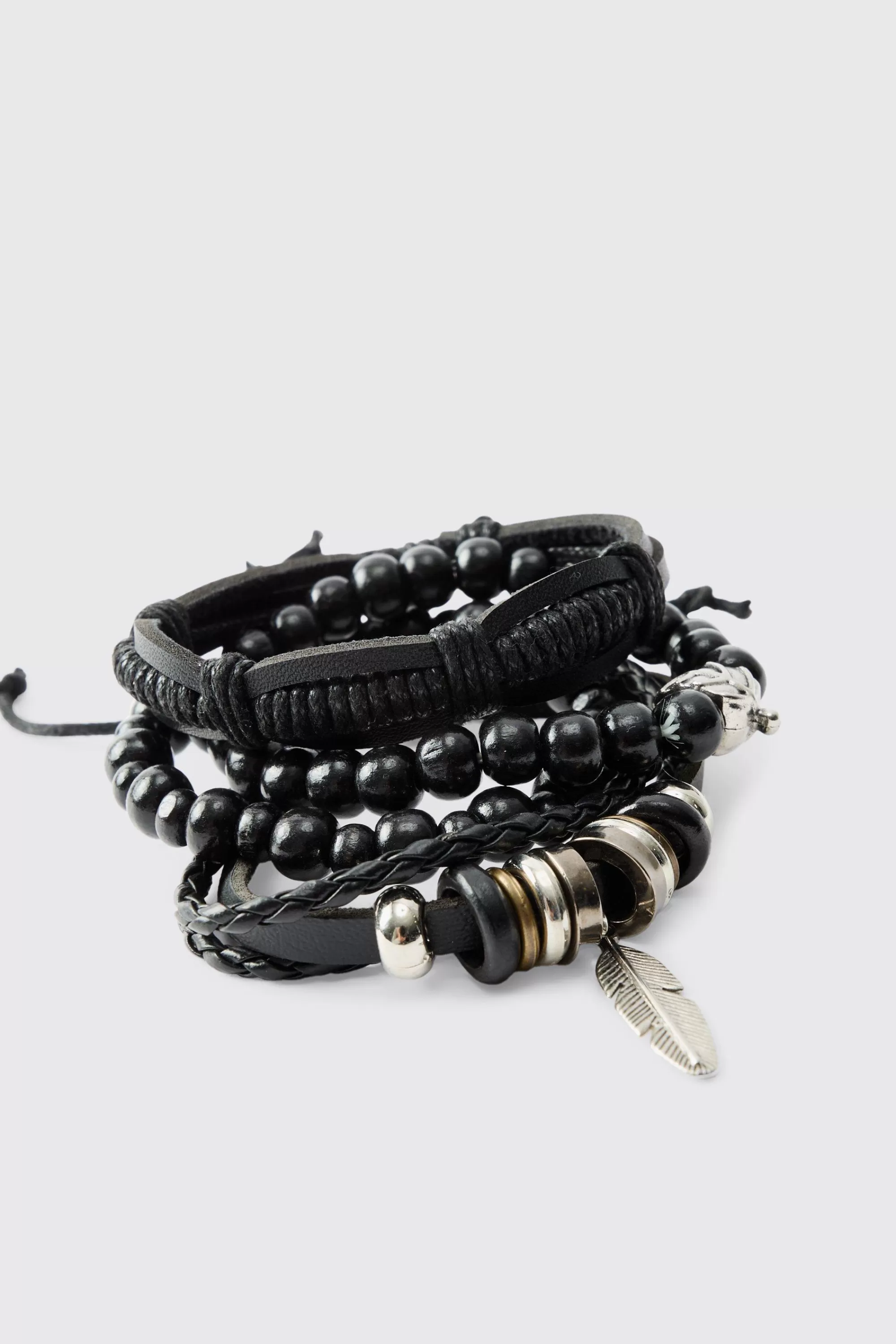 boohooMAN Mixed Bead Western Bracelets | UK