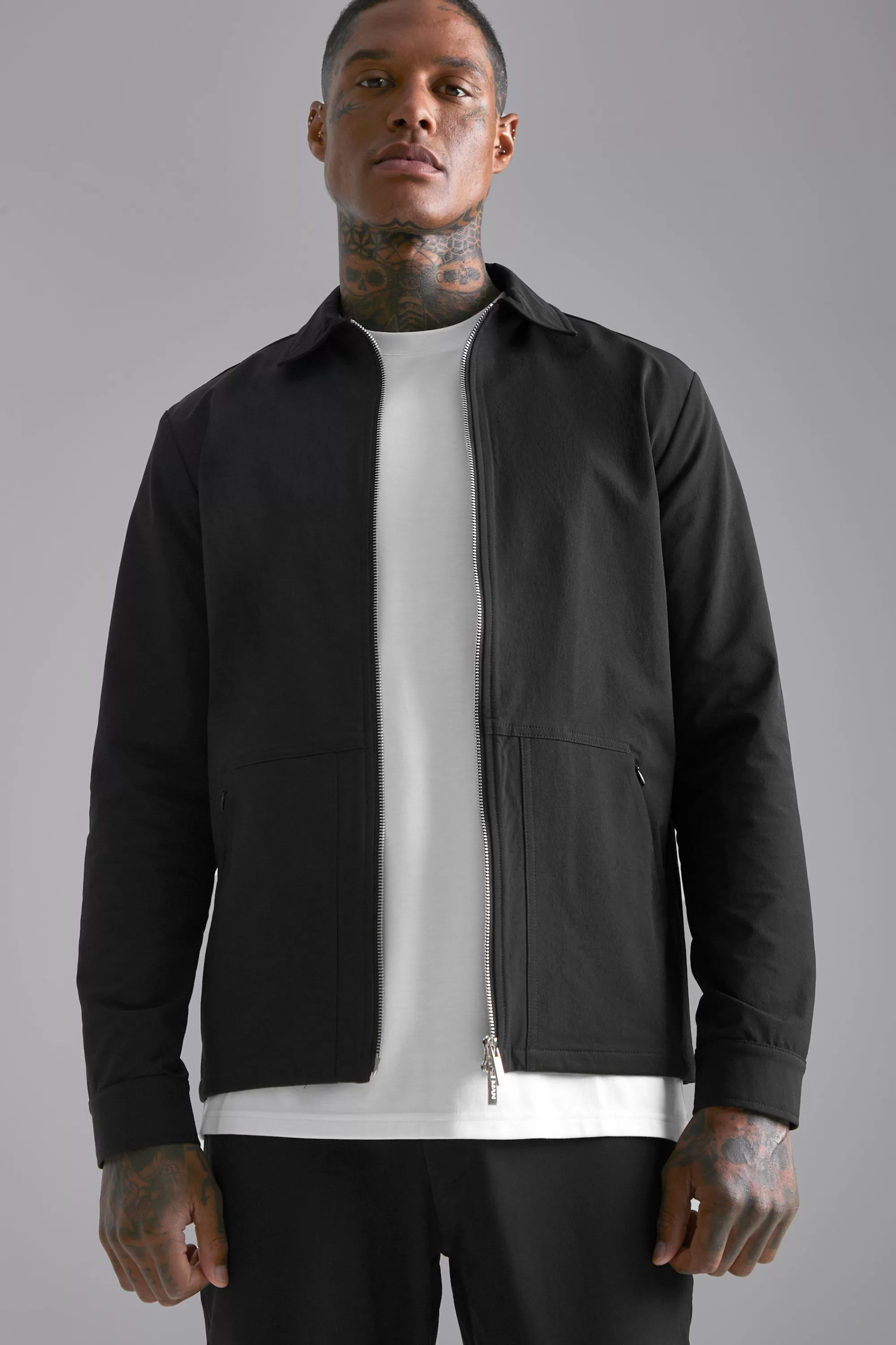 boohooMAN Nylon Technical Jacket And Trouser Set | UK