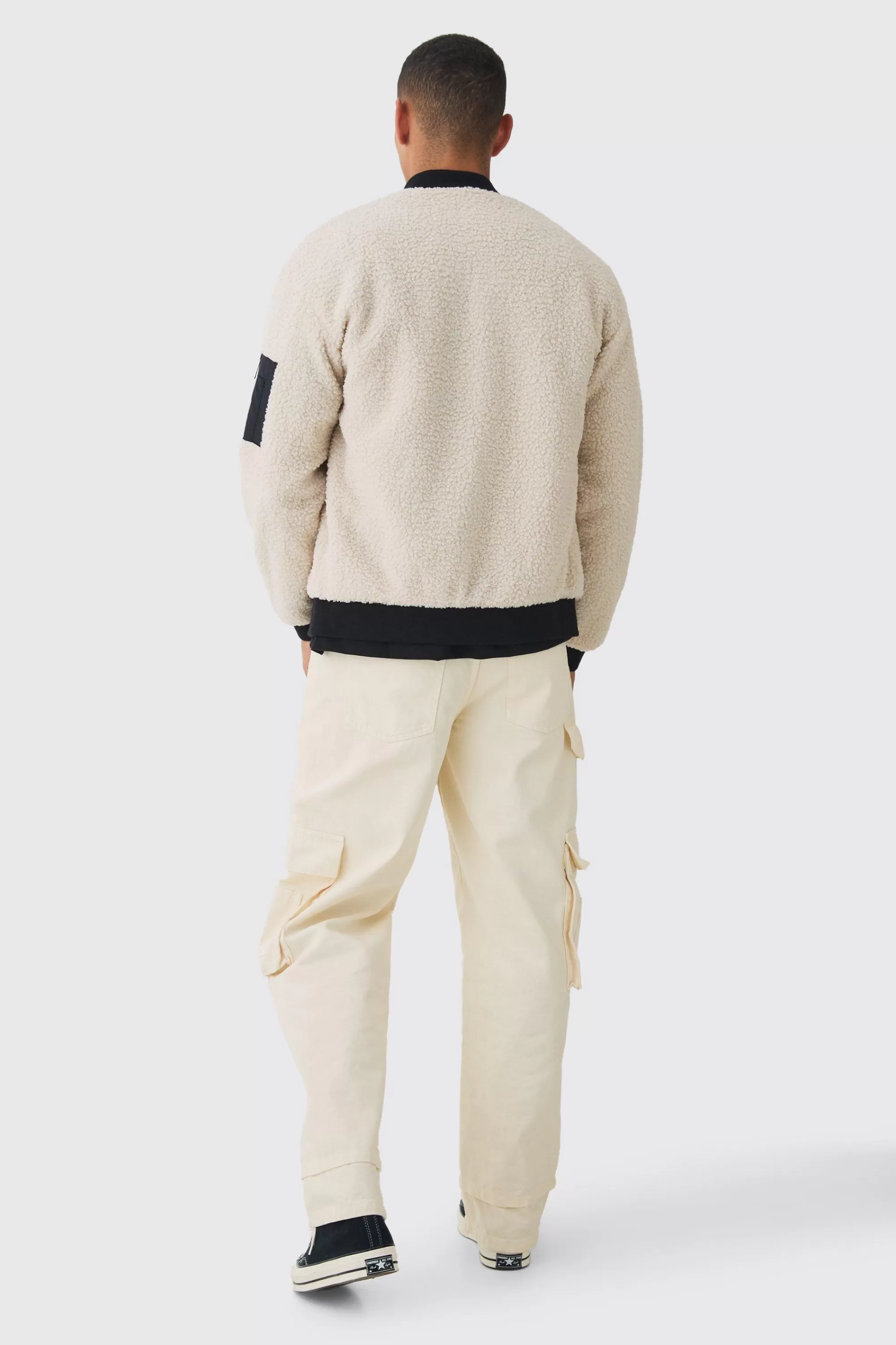 boohooMAN Borg Ma1 Bomber Jacket In | UK