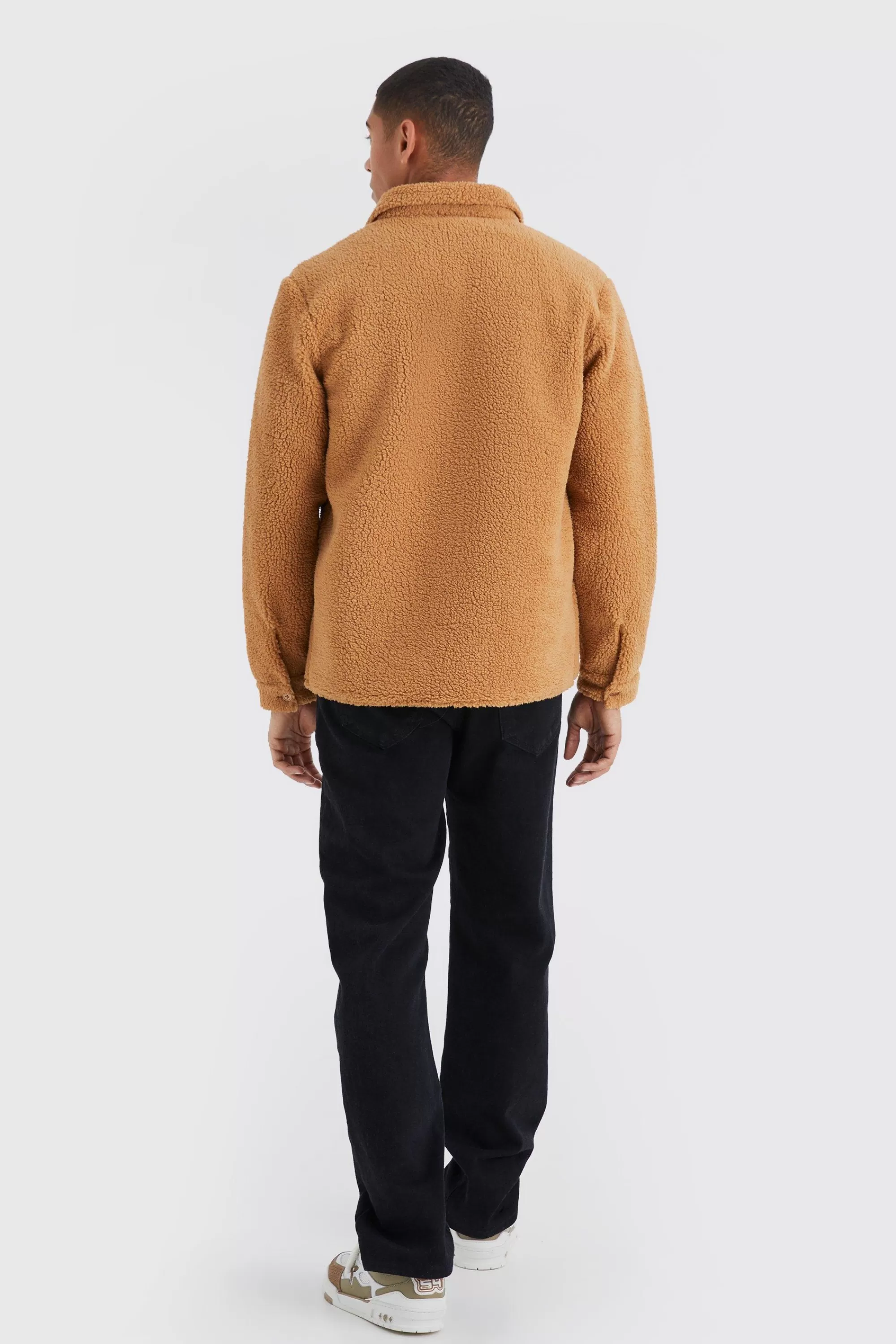 boohooMAN Borg Patch Pocket Utility Overshirt | UK
