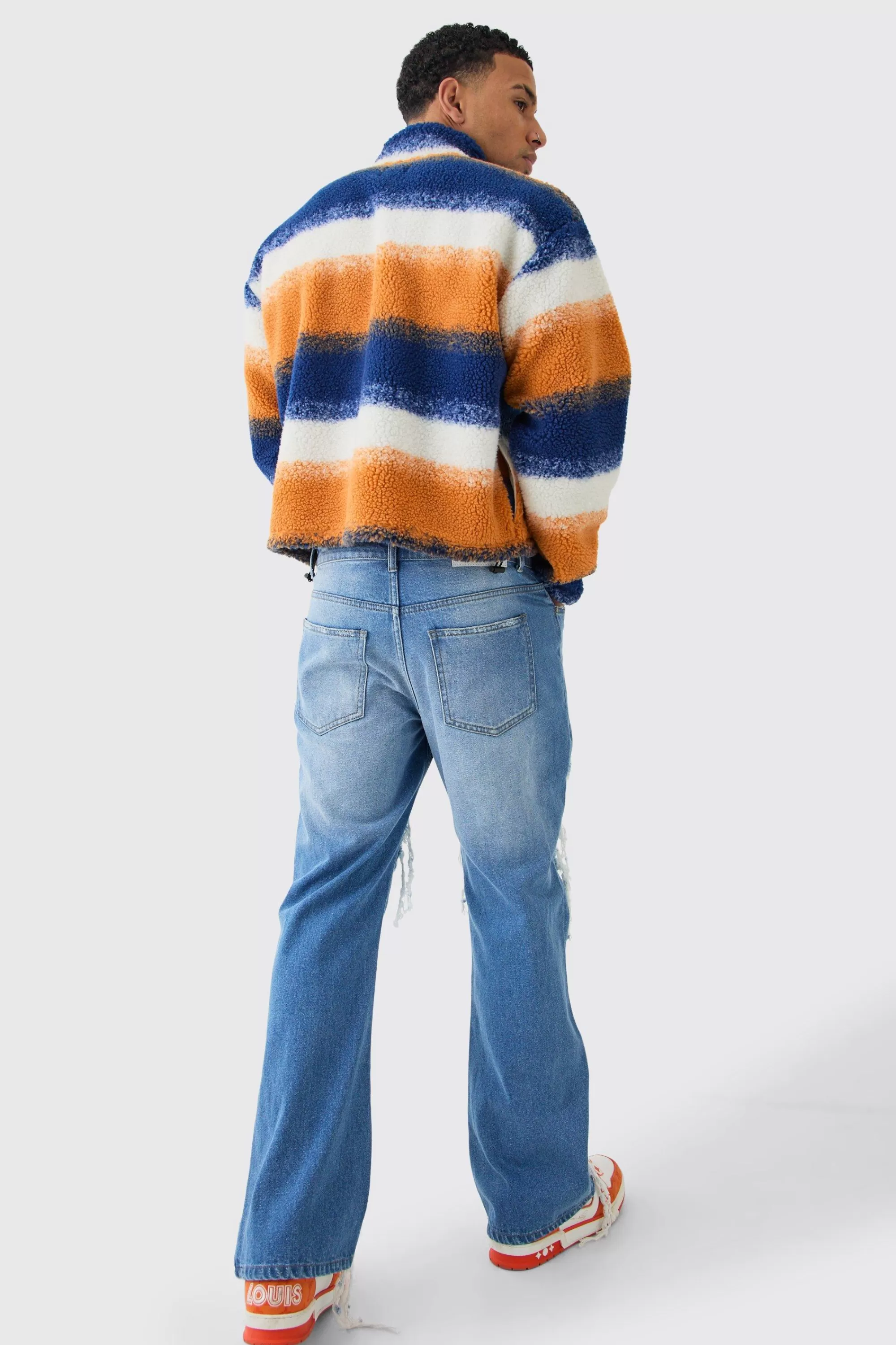 boohooMAN Borg Quarter Zip Shirt | UK