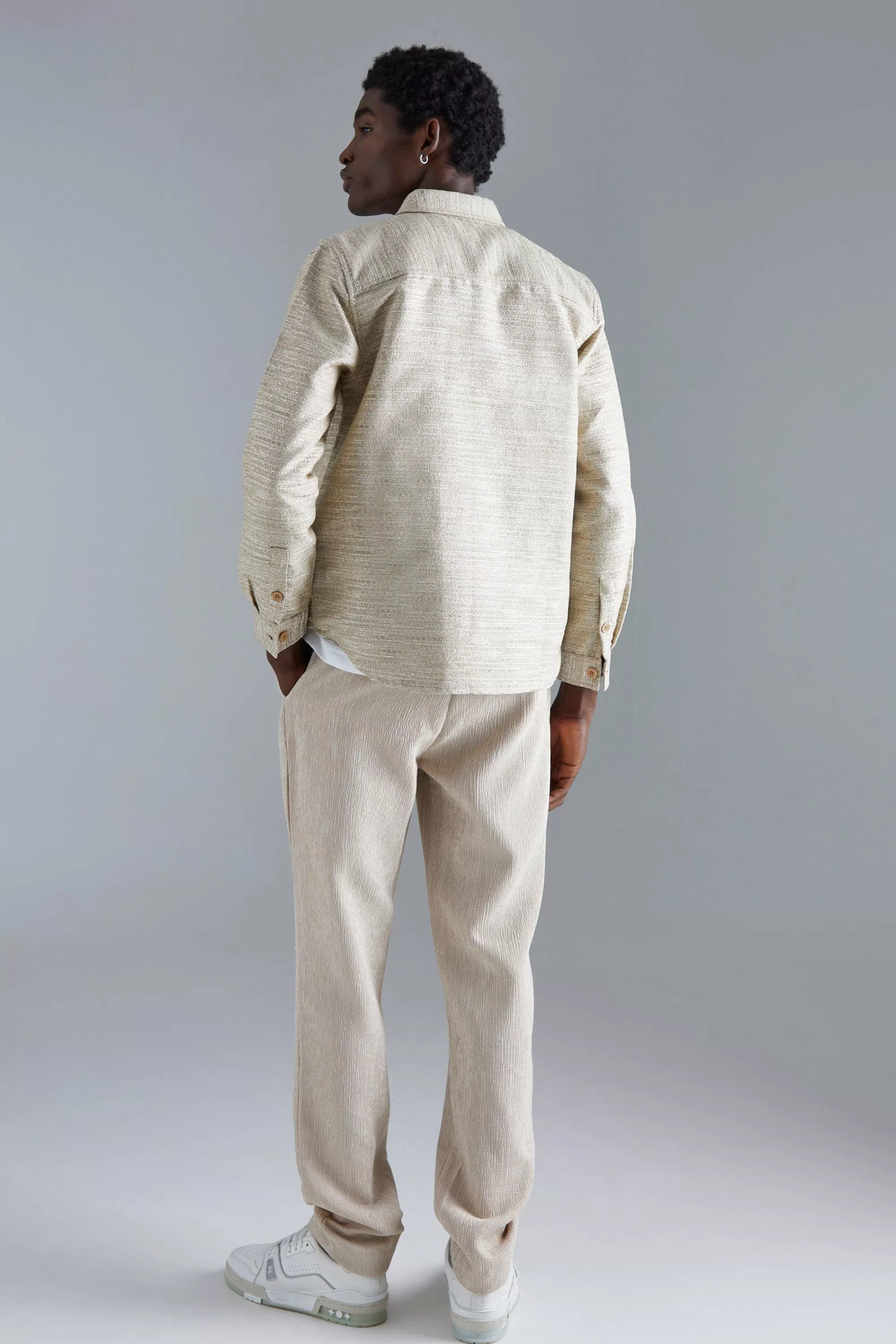 boohooMAN Boucle Heavyweight Patch Pocket Overshirt | UK