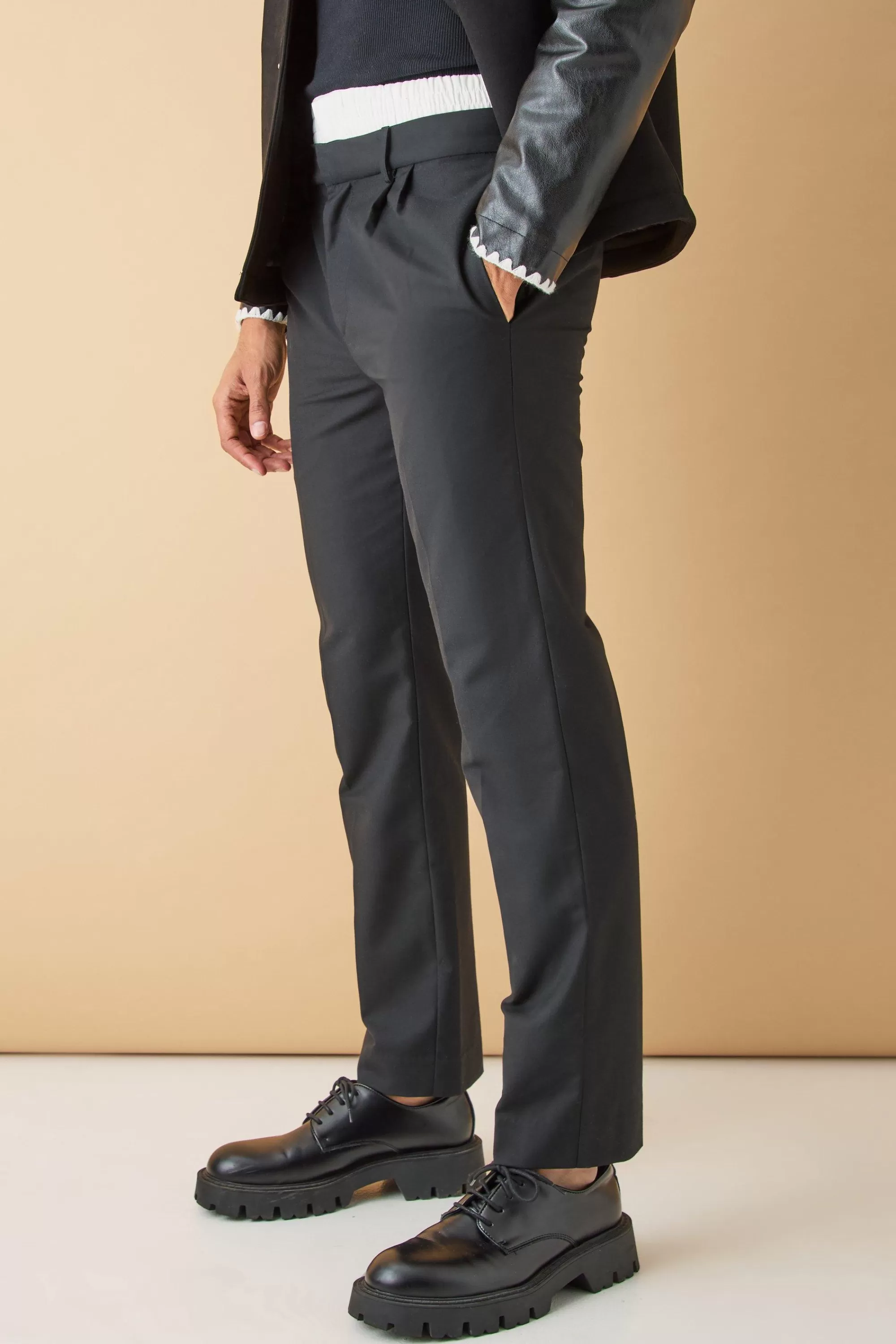 boohooMAN Boxer Waistband Tailored Trousers | UK