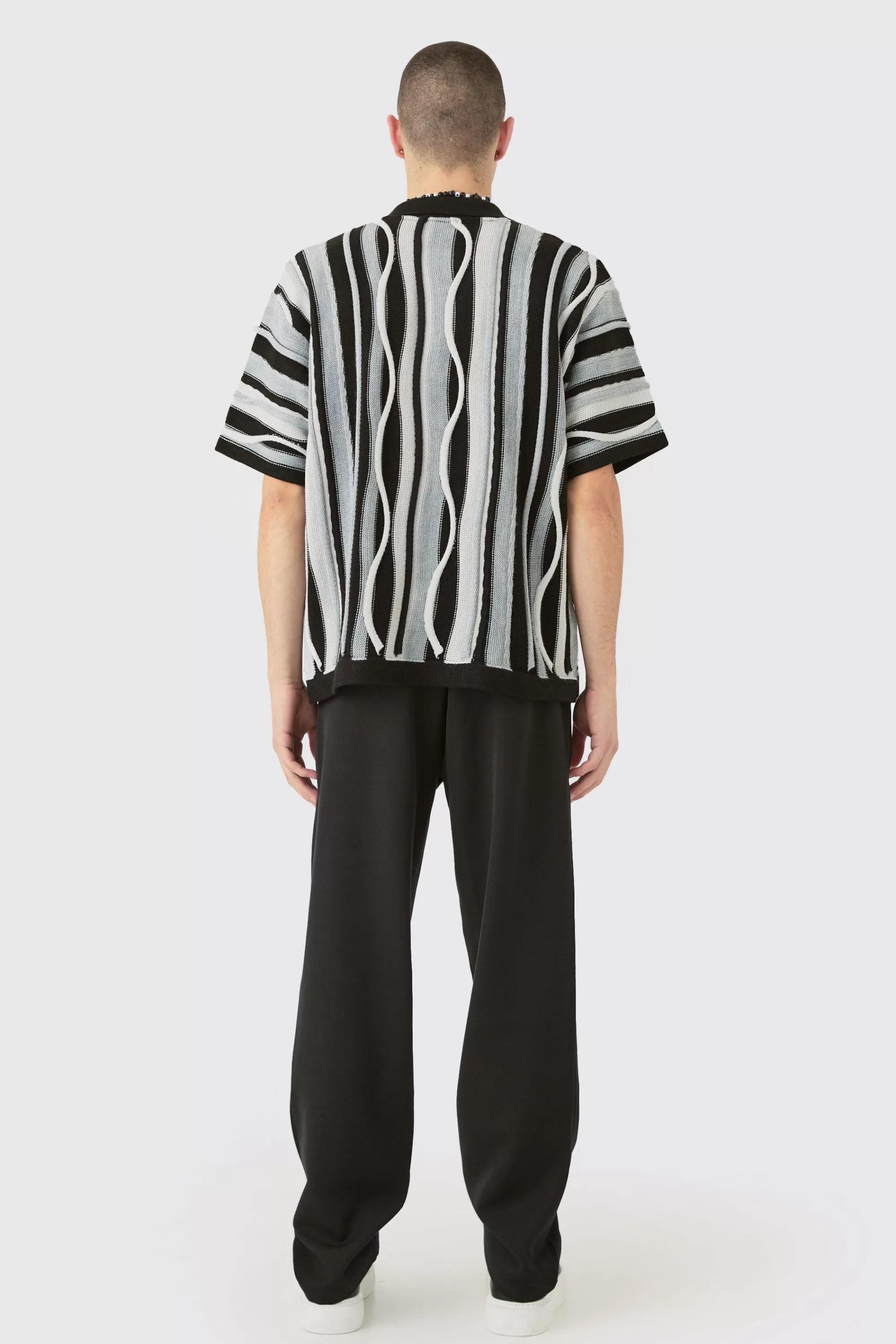 boohooMAN Boxy 3d Jacquard Knit Shirt | UK