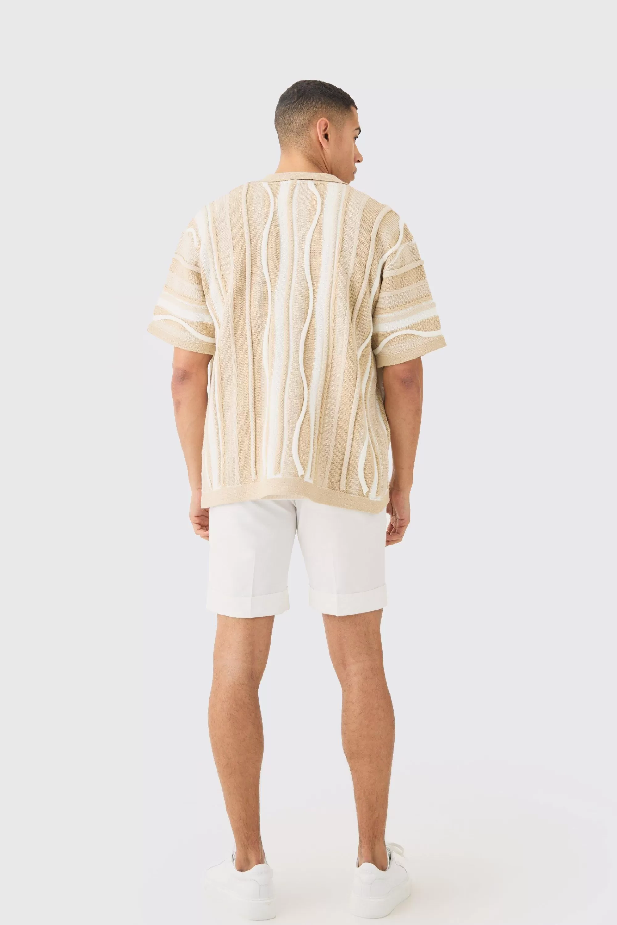 boohooMAN Boxy 3d Jacquard Knit Shirt | UK