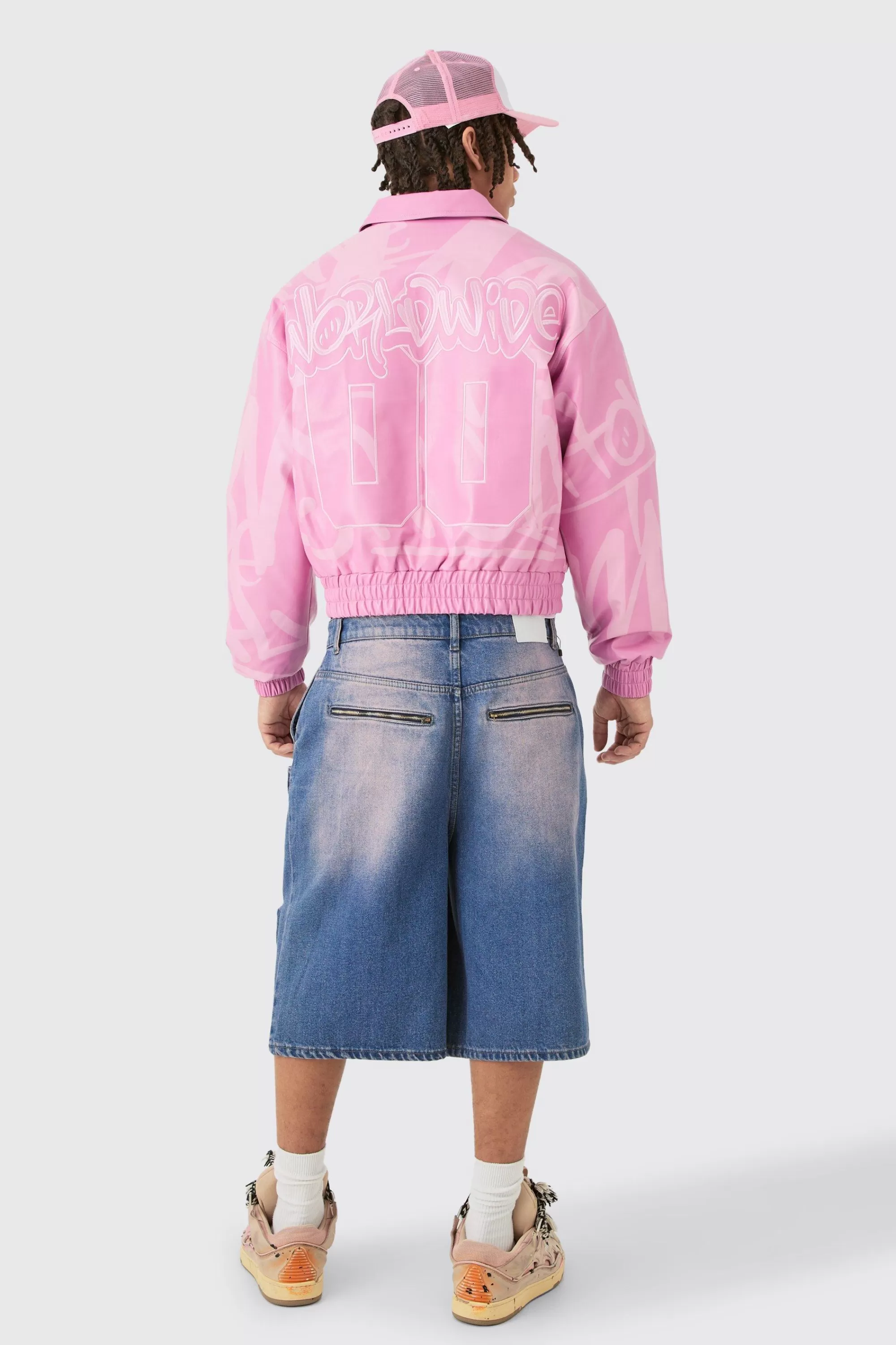 boohooMAN Boxy Bm Printed Collared Bomber Jacket In | UK