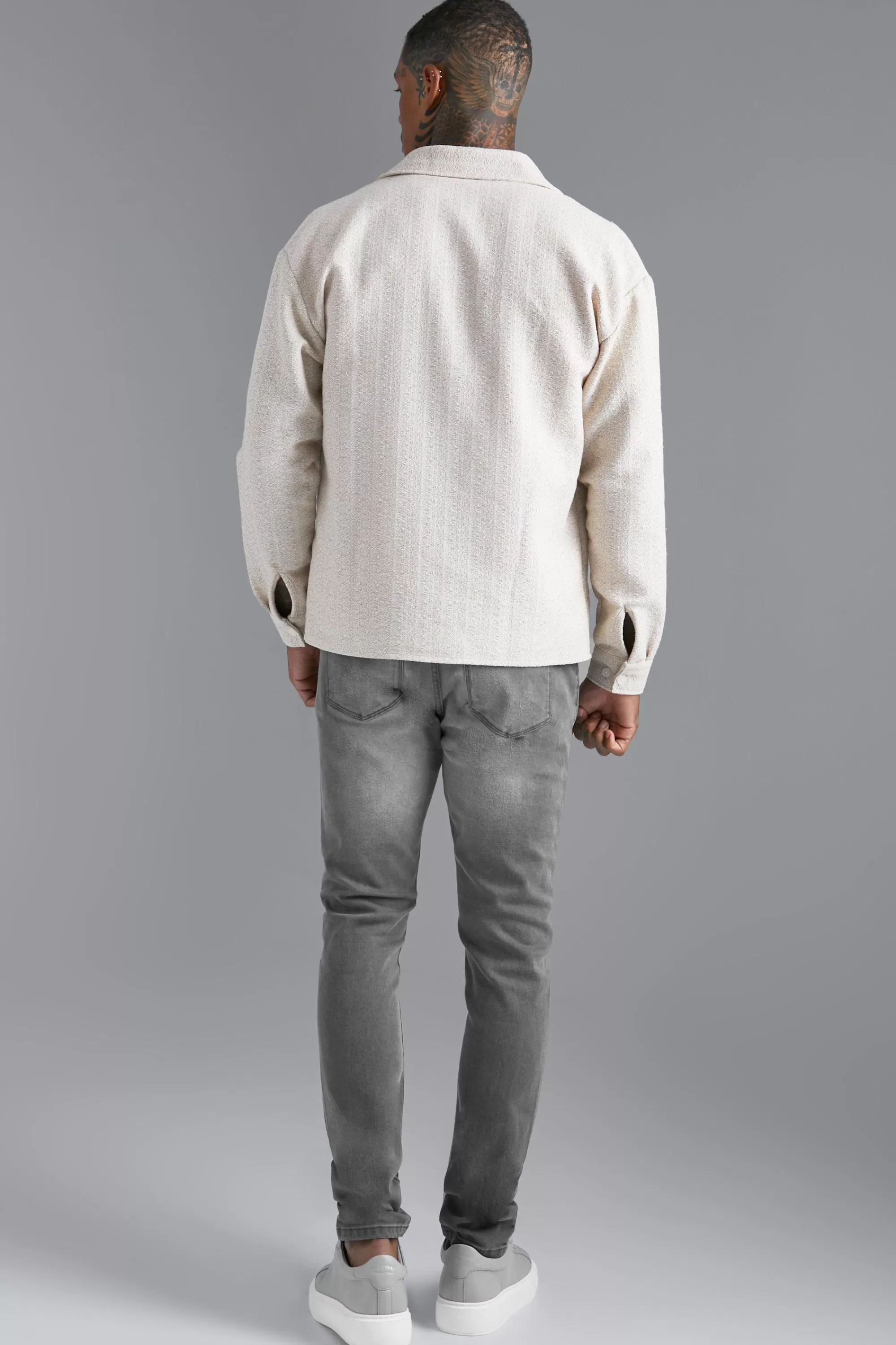 boohooMAN Boxy Boucle Heavyweight Overshirt | UK