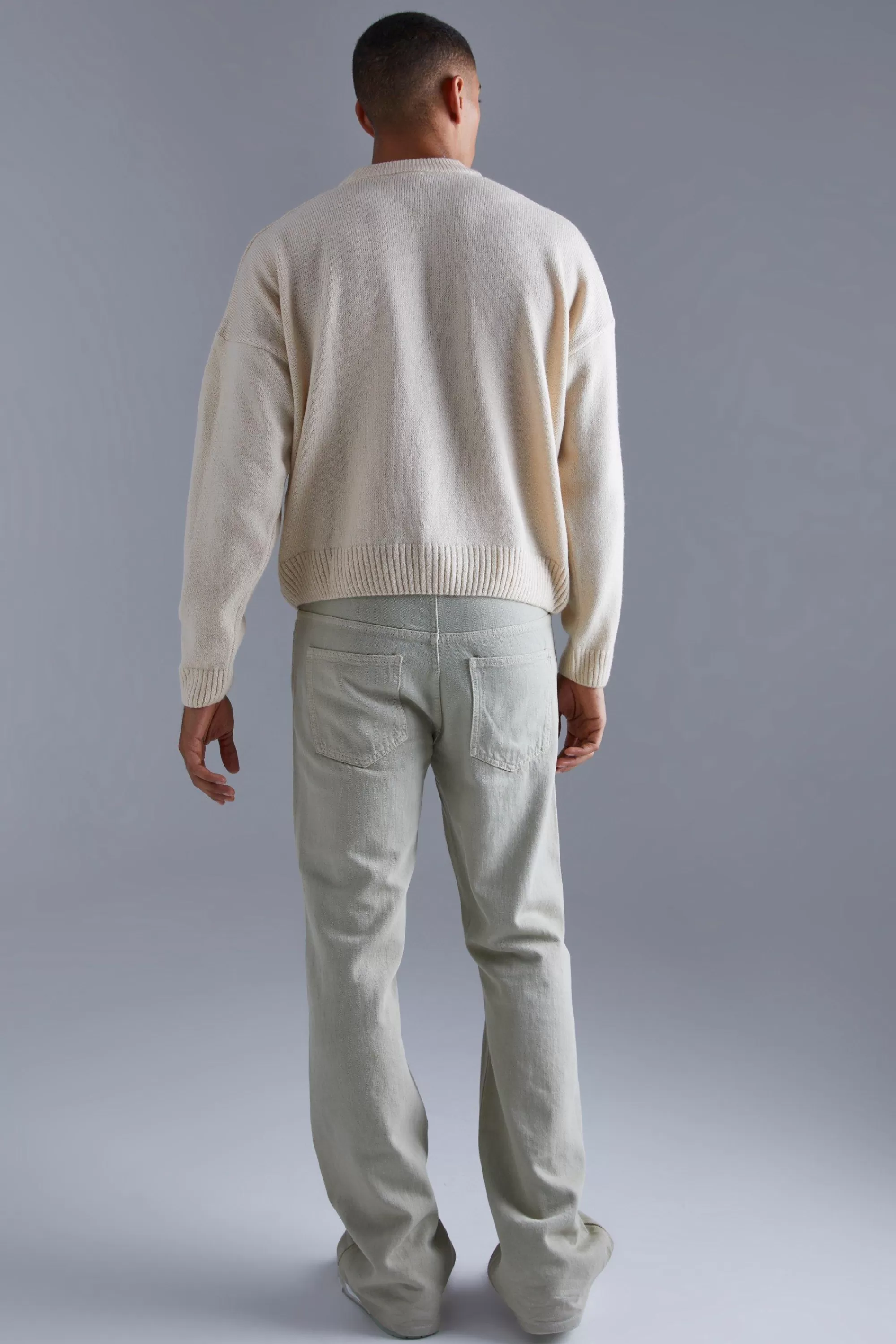 boohooMAN Boxy Brushed Extended Neck Knitted Jumper | UK