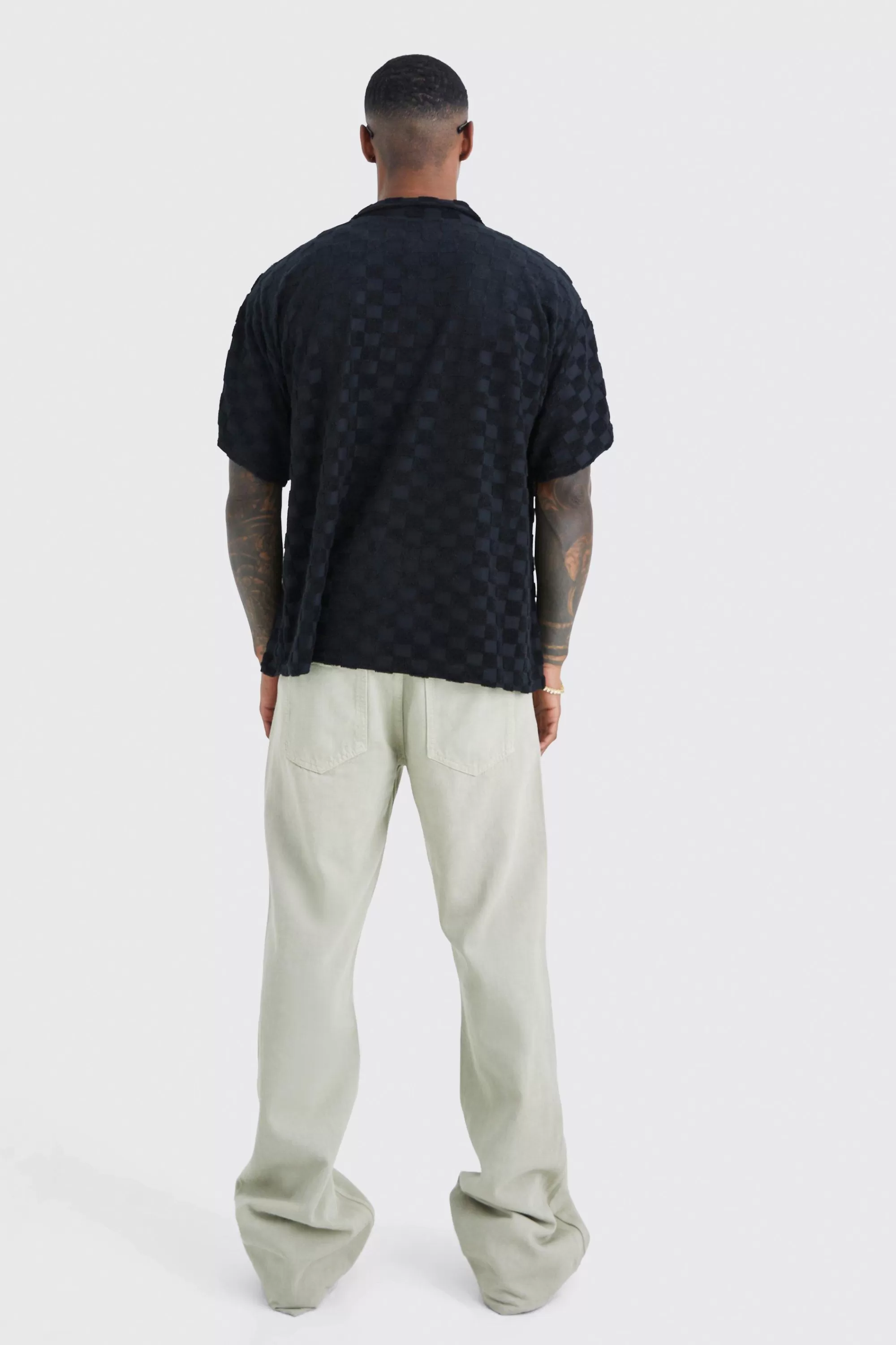 boohooMAN Boxy Check Towelling Shirt | UK