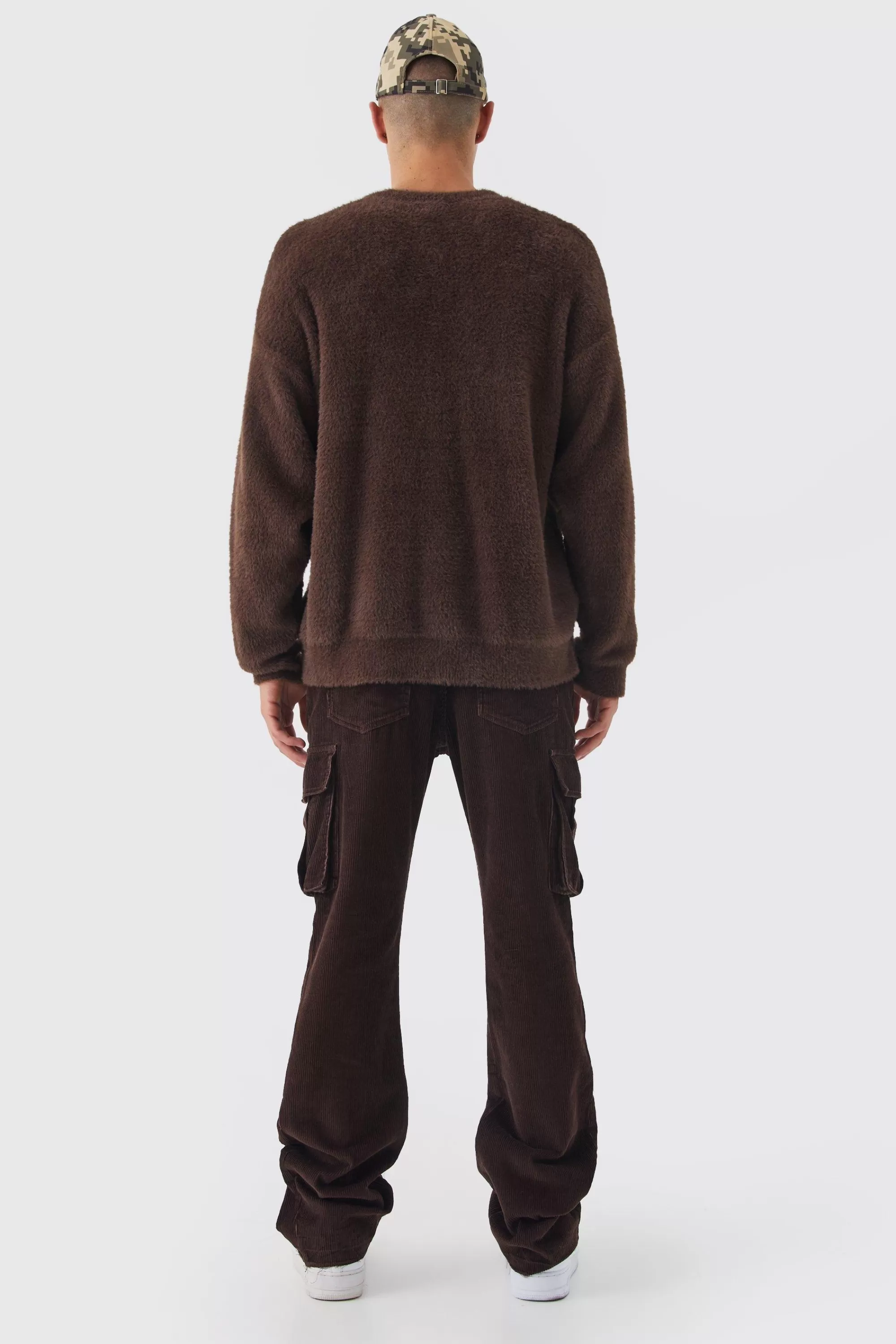 boohooMAN Boxy Crew Neck Fluffy Knitted Jumper | UK