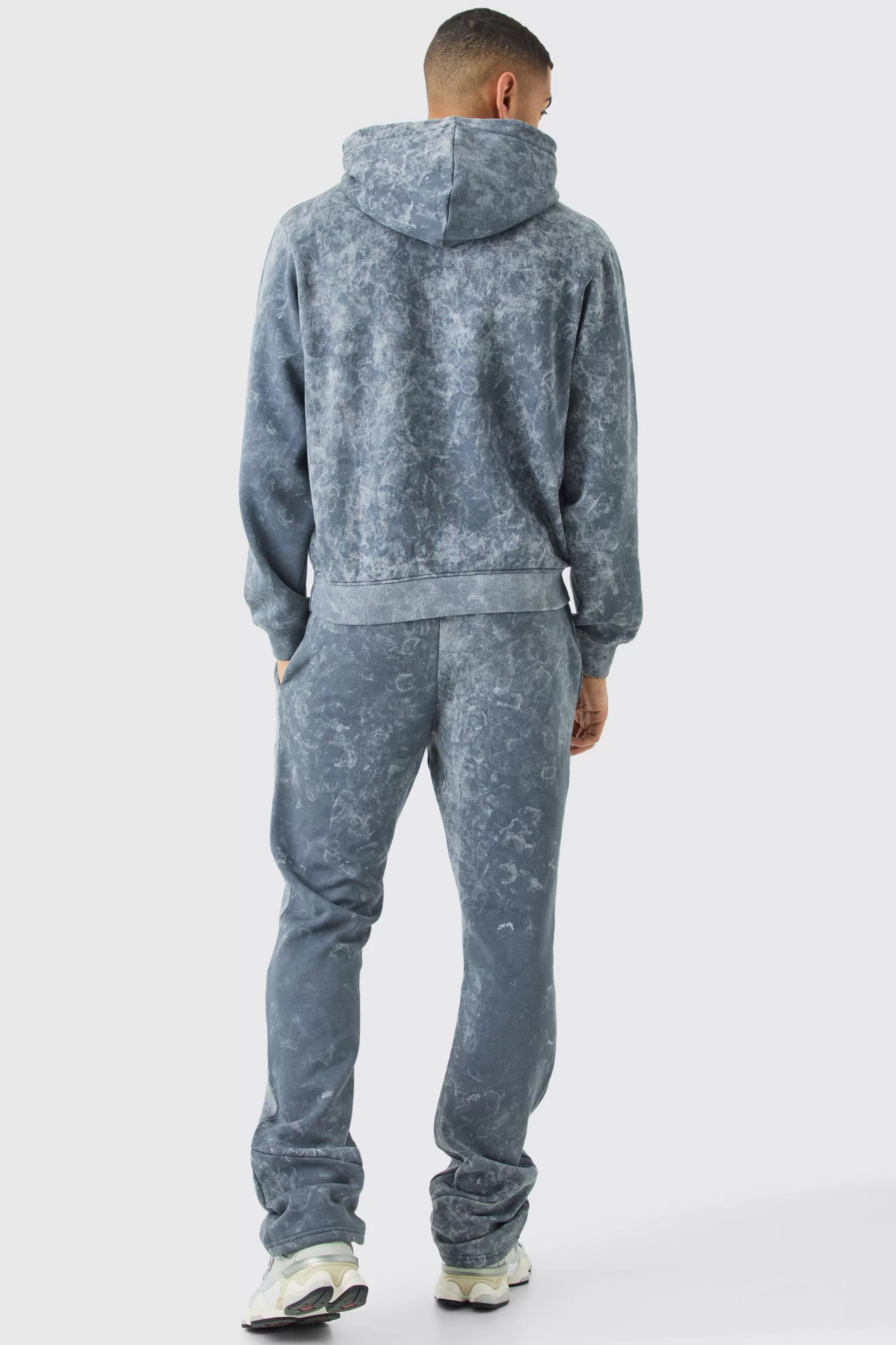 boohooMAN Boxy Distressed Applique Washed Hoodie | UK