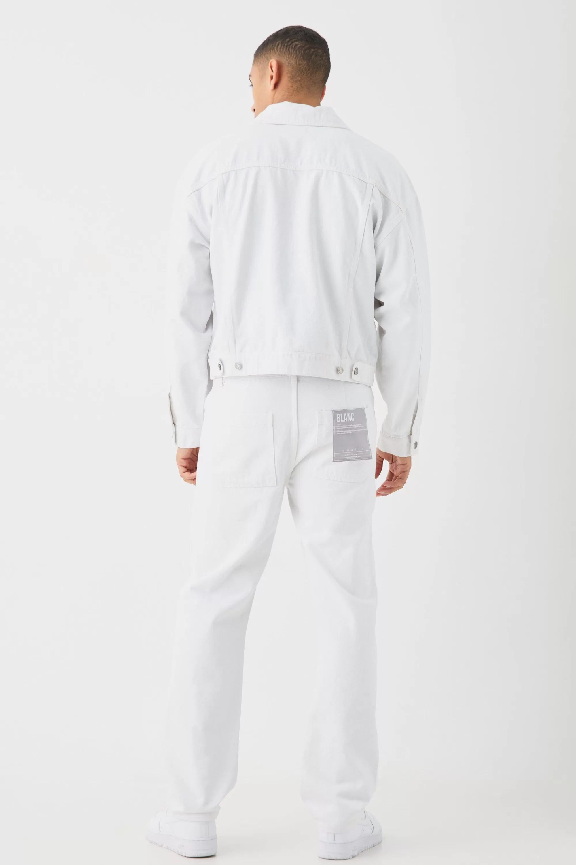 boohooMAN Boxy Fit Denim Jacket With Woven Label | UK