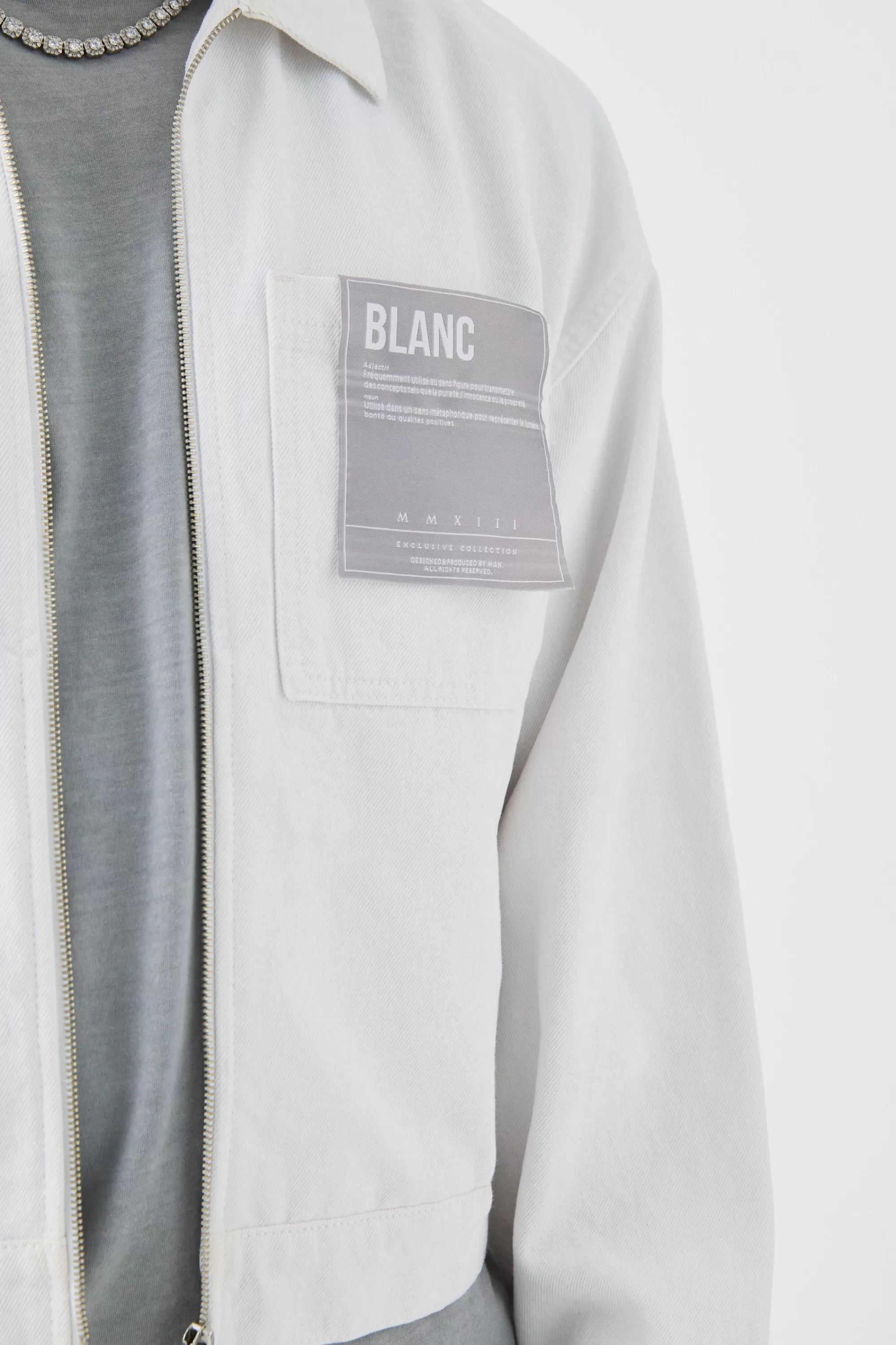 boohooMAN Boxy Fit Denim Jacket With Woven Label | UK