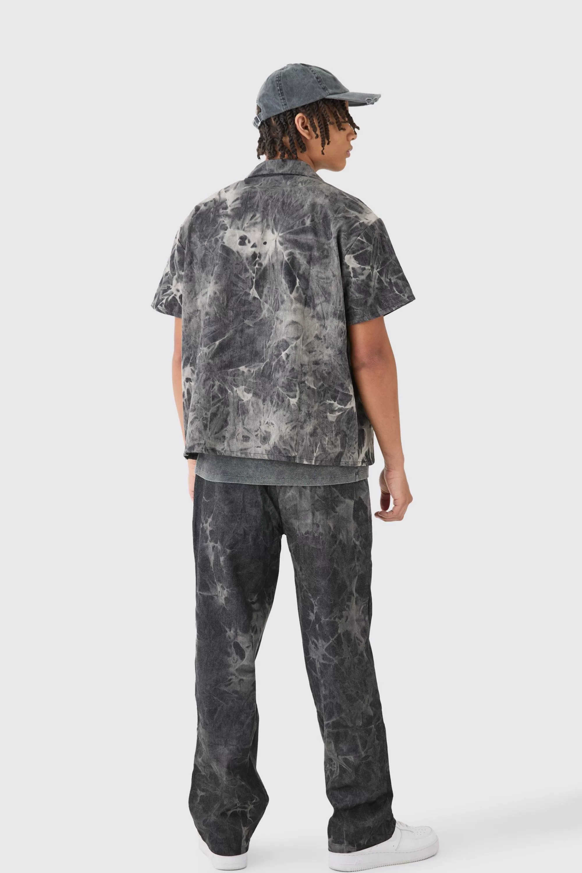 boohooMAN Boxy Fit Fabric Interest Denim Shirt | UK