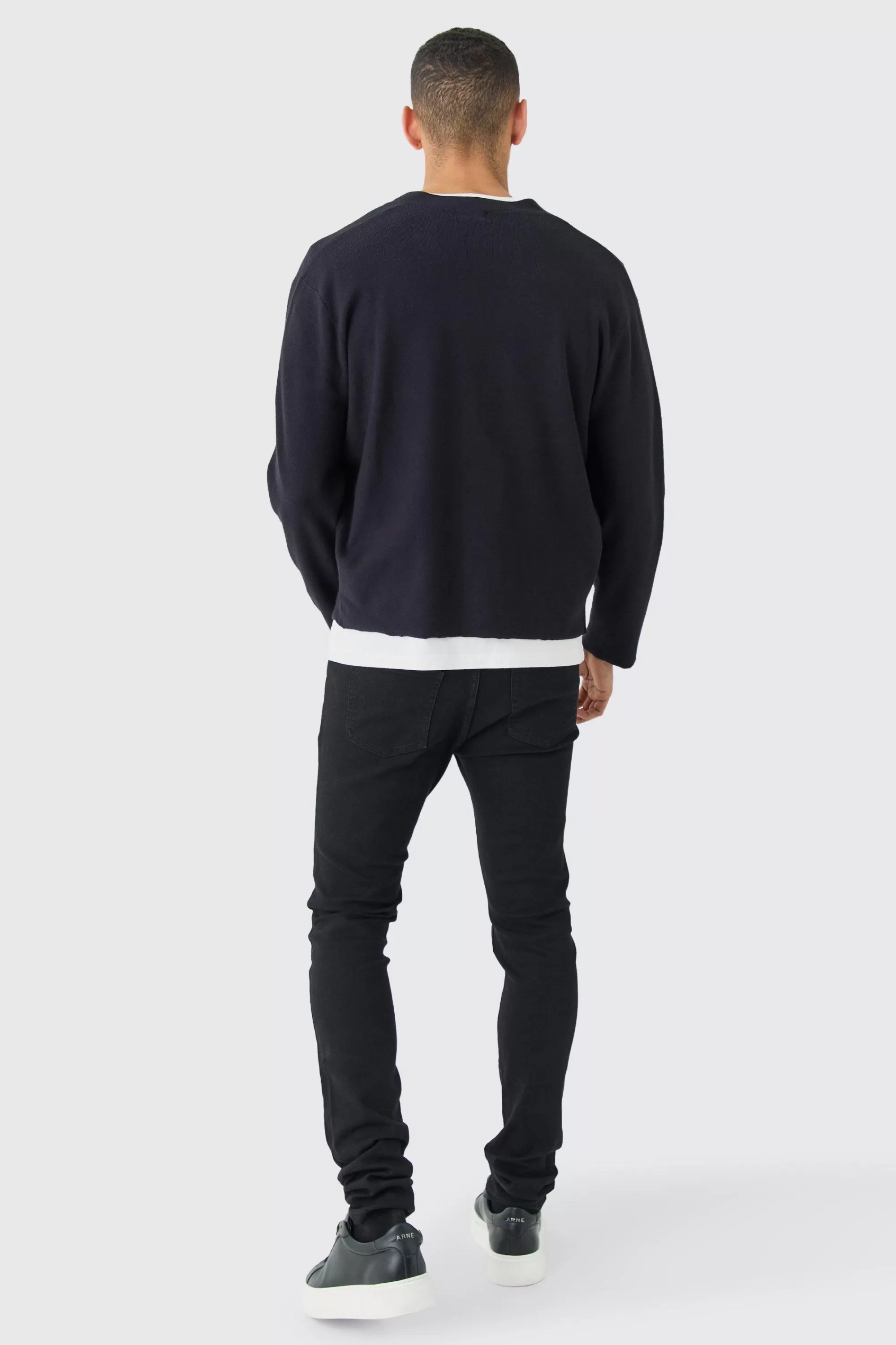 boohooMAN Boxy Fit Knitted Cardigan | UK