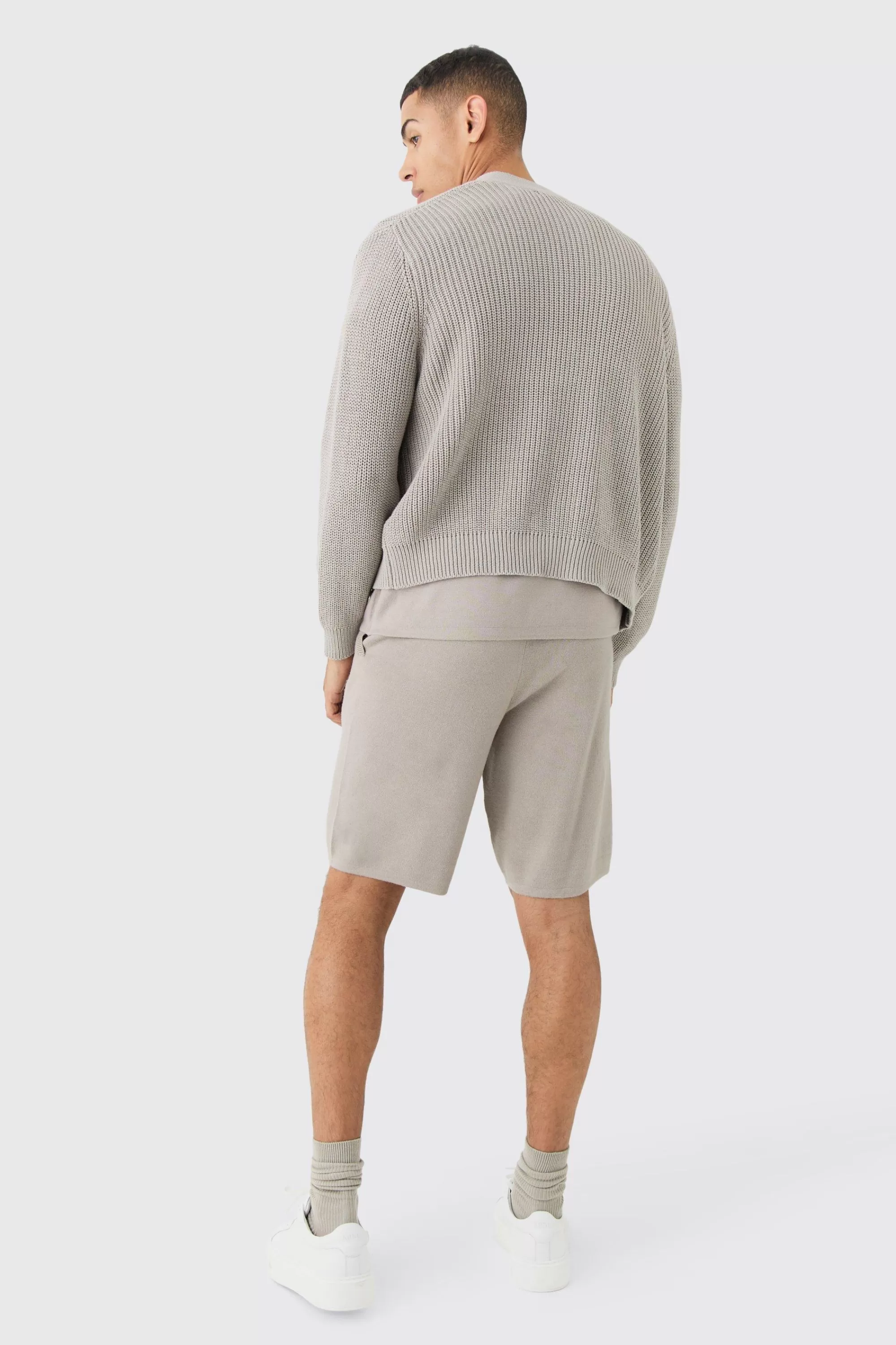 boohooMAN Boxy Fit Ribbed Fisherman Knit Cardigan | UK