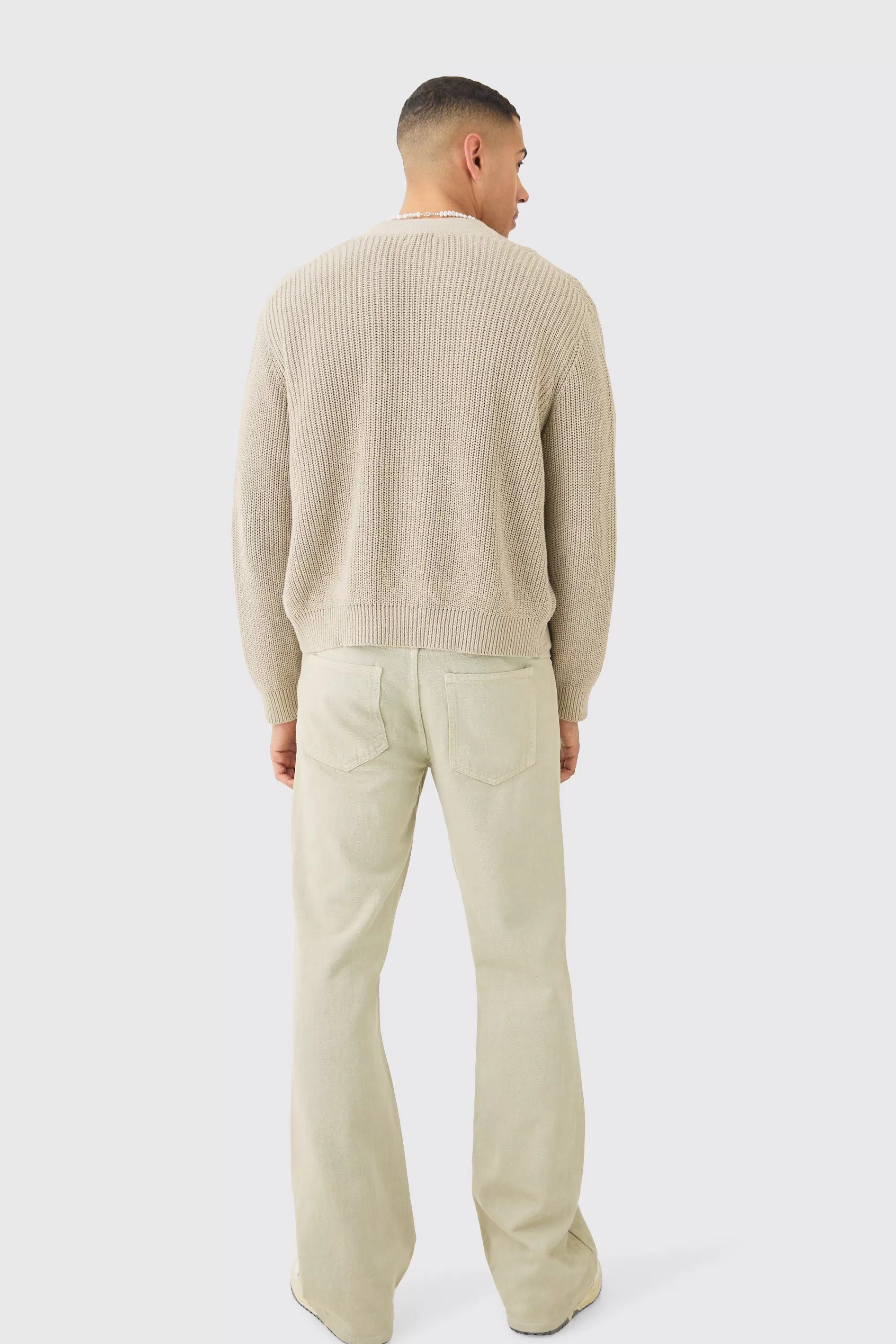 boohooMAN Boxy Fit Ribbed Fisherman Knit Cardigan | UK